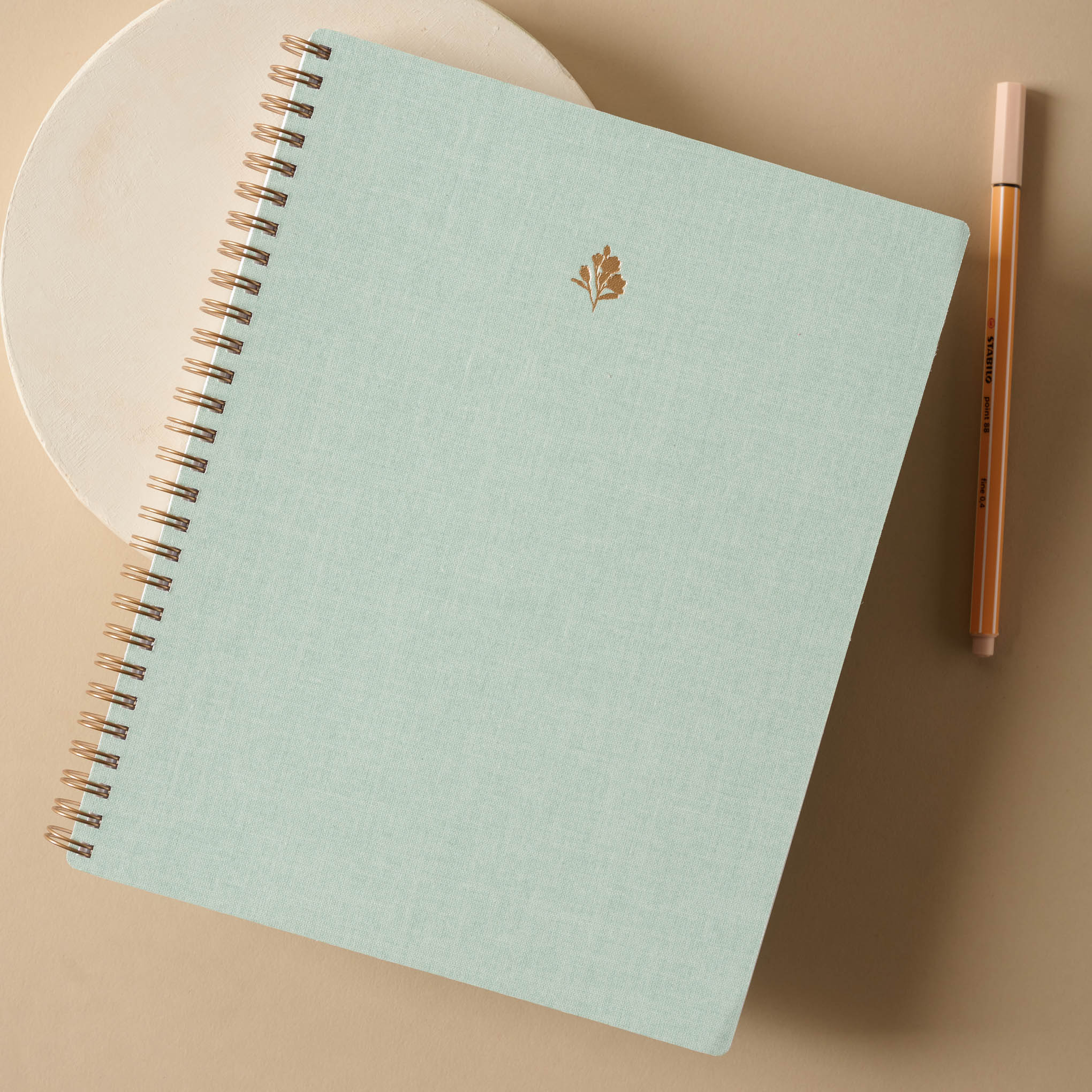 Mint Bouquet Linen Notebook