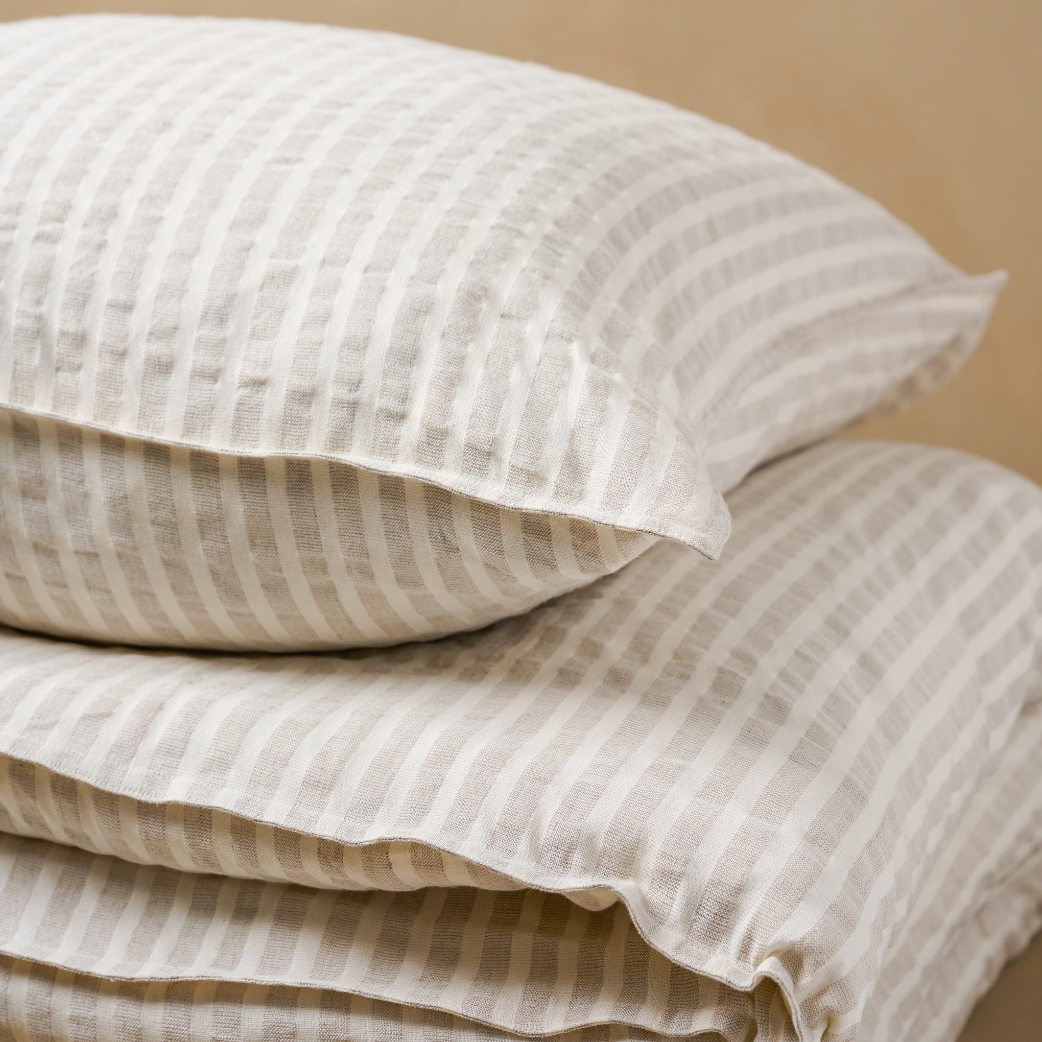 Angora + Oatmeal Stripe Linen Cotton Sham Items range from $39.00 to $49.00