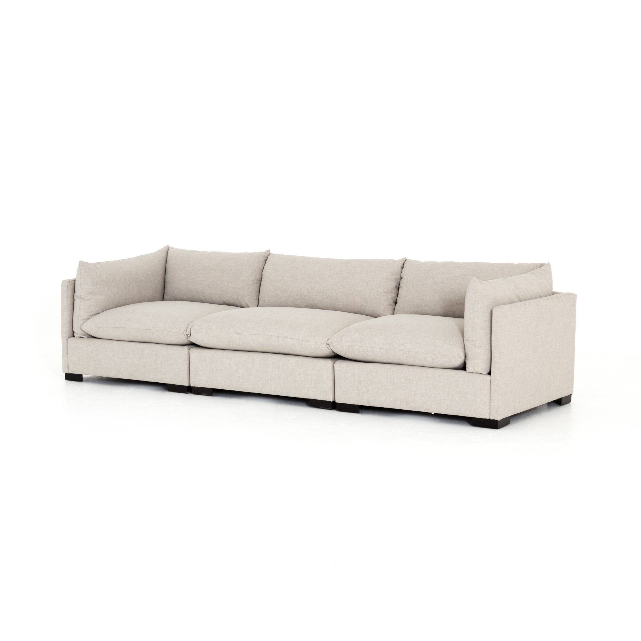 cream fabric 3-piece sofa with pillow top for magnolia