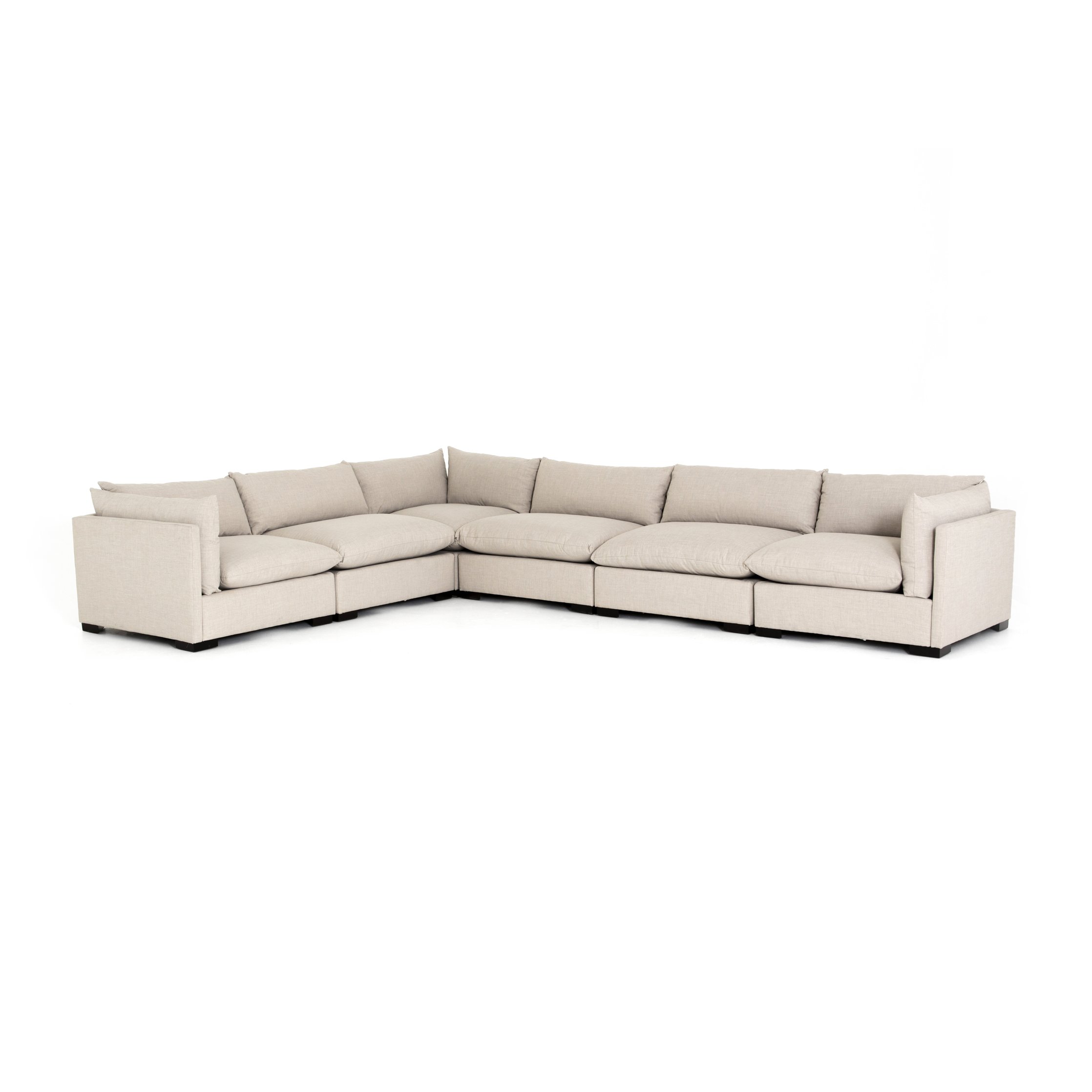 cream fabric L-shaped sectional sofa for magnolia