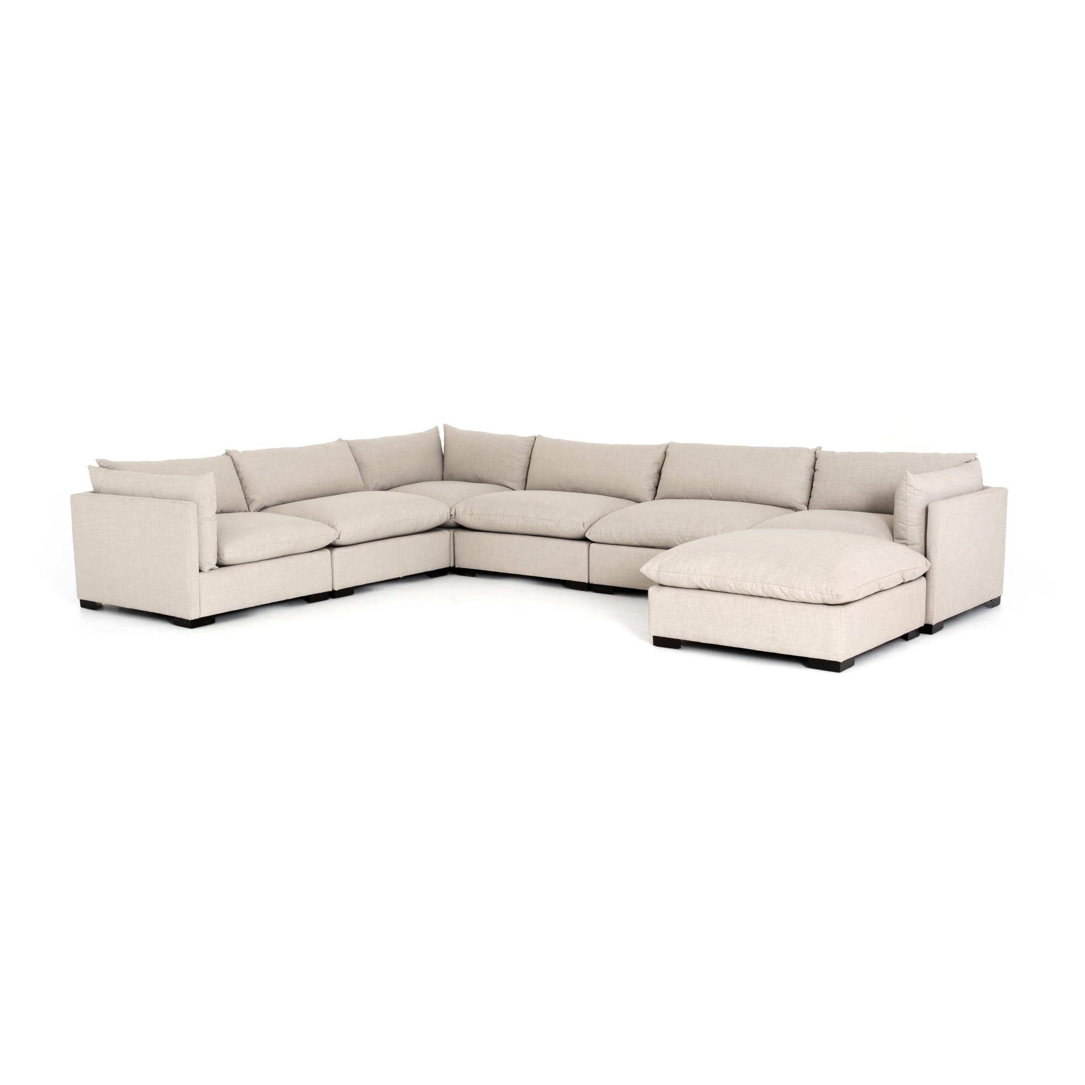 cream fabric L-shaped sectional sofa with ottoman for magnolia $8299.00