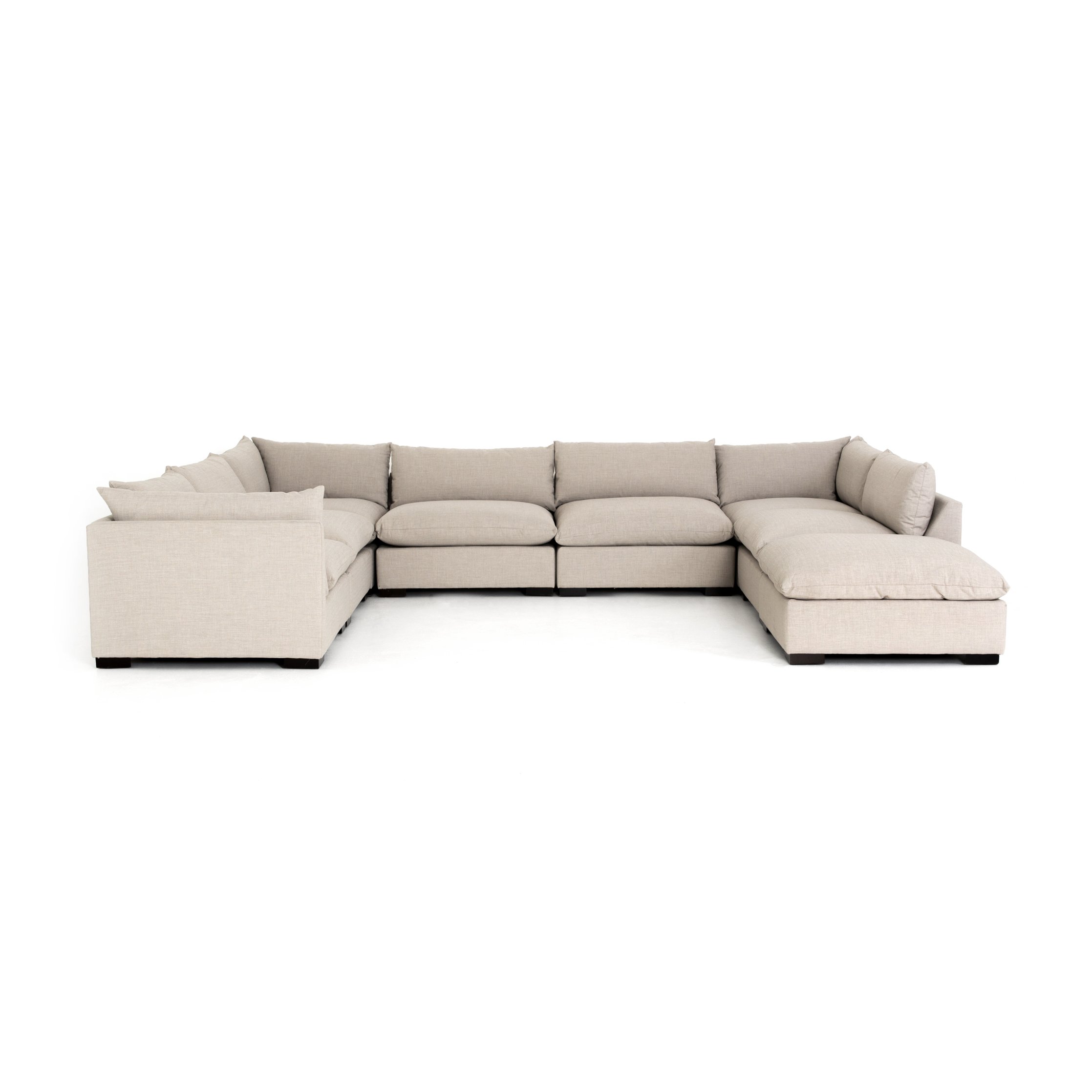 cream fabric u-shaped sectional sofa with ottoman for magnolia