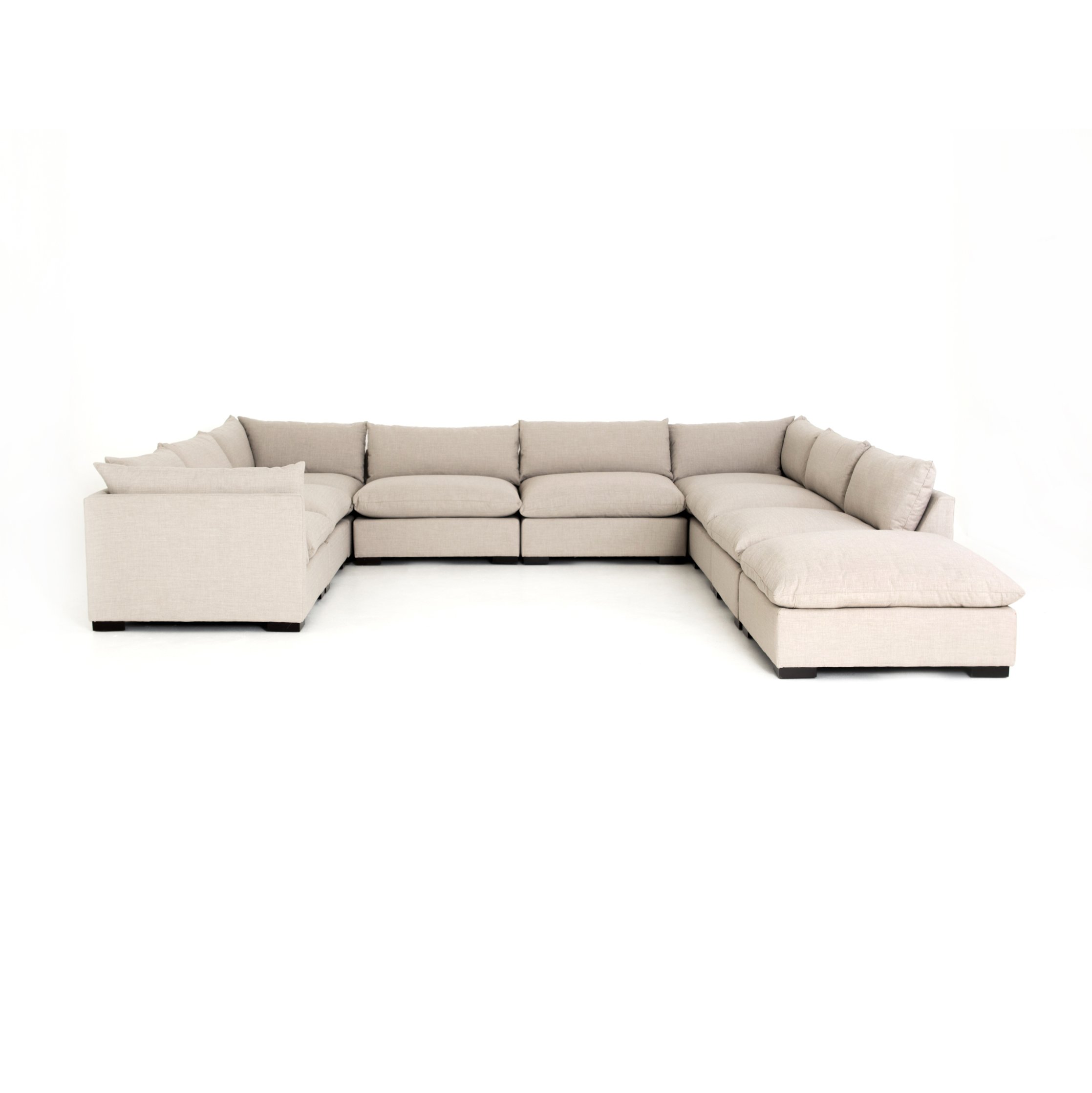 cream fabric u-shaped sectional sofa with ottoman for magnolia