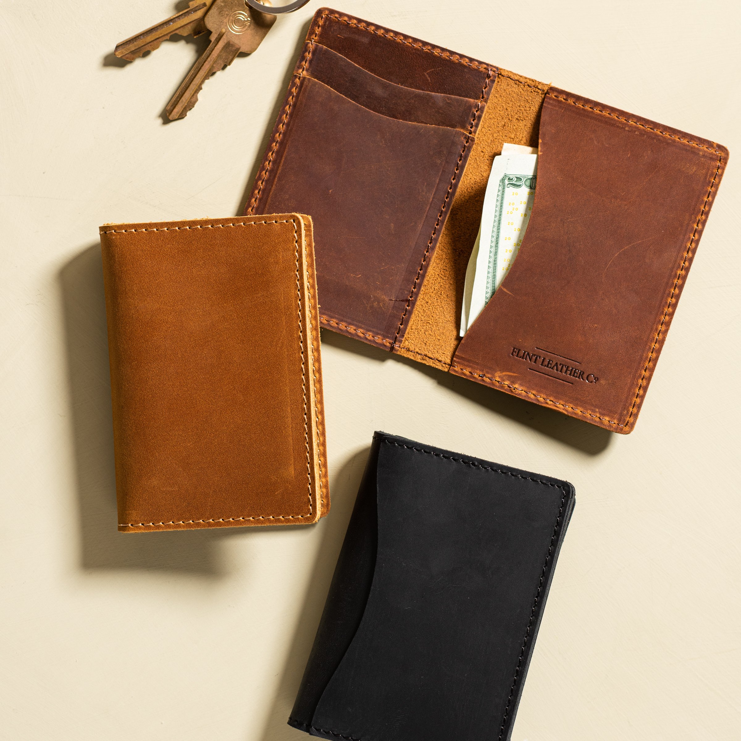 Men's Bifold Top Grain Leather Wallet, Light Brown