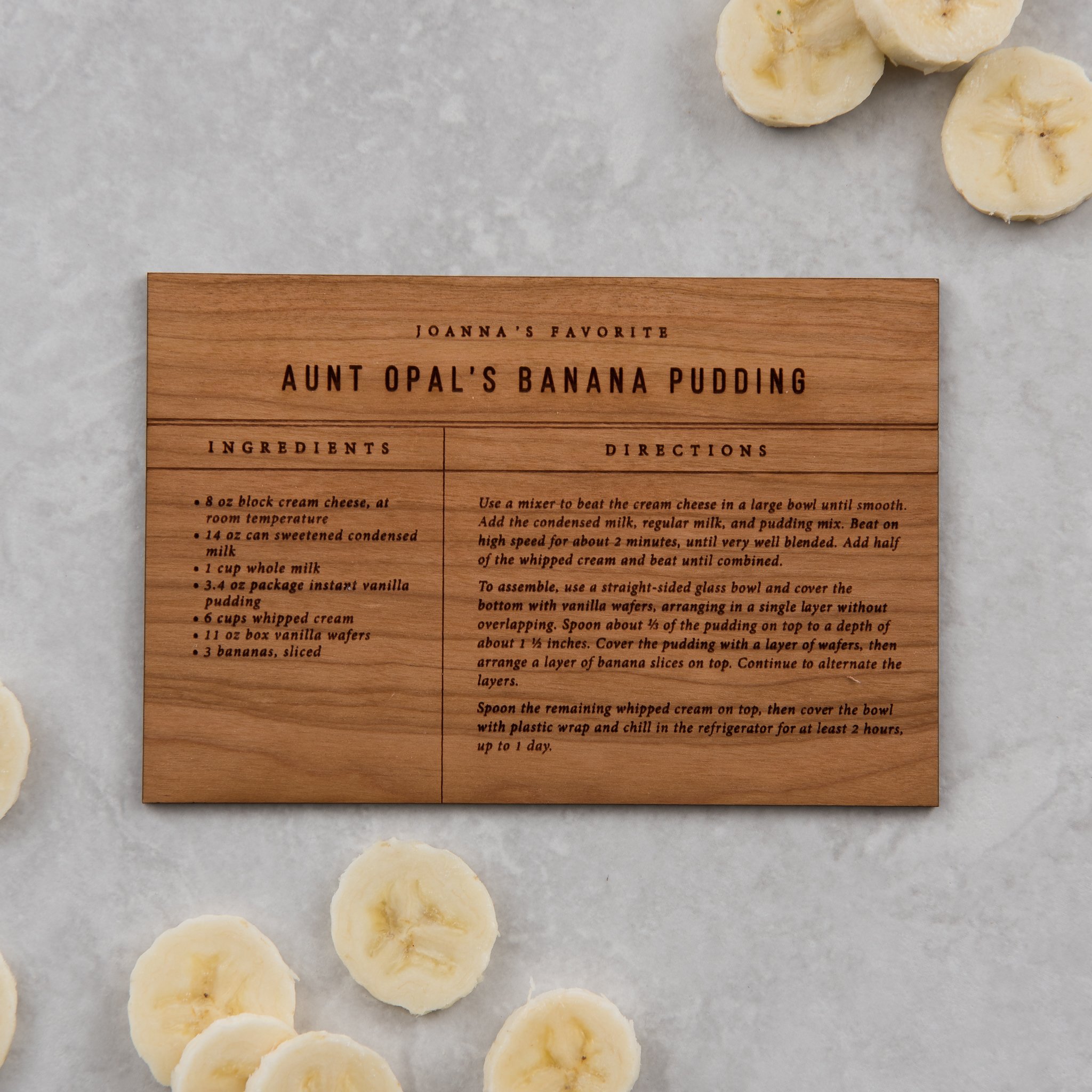 banana pudding wooden recipe card On sale for $6.40, discounted from $8.00