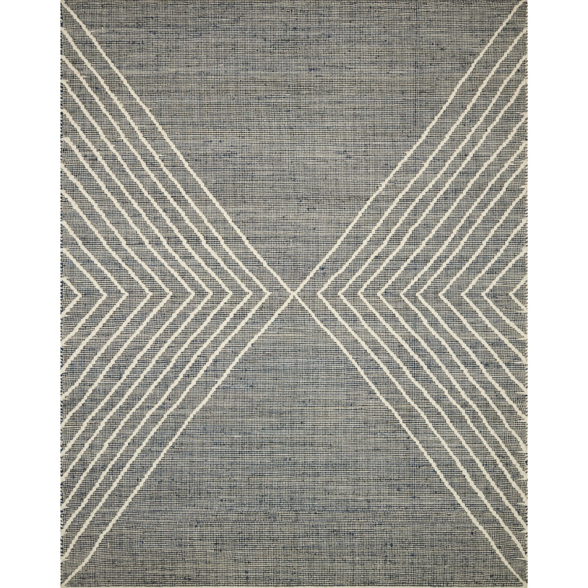 modern indigo-grey rug with cream geometric triangle line detail $969.00