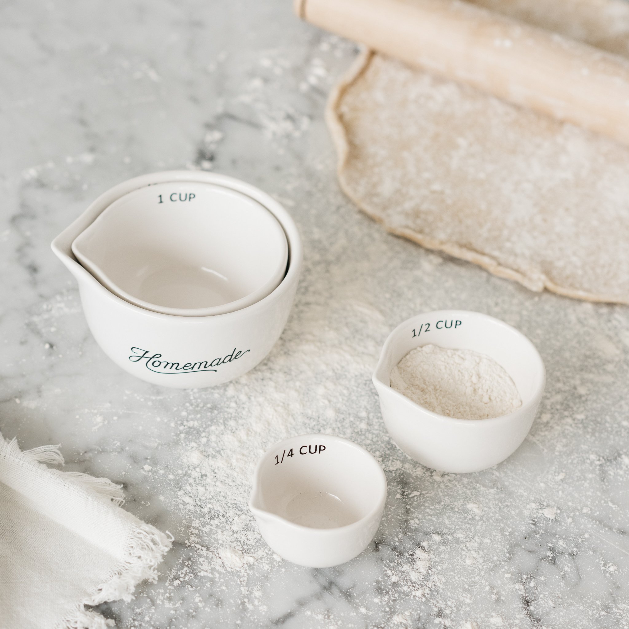 White Ceramic Measuring Cups