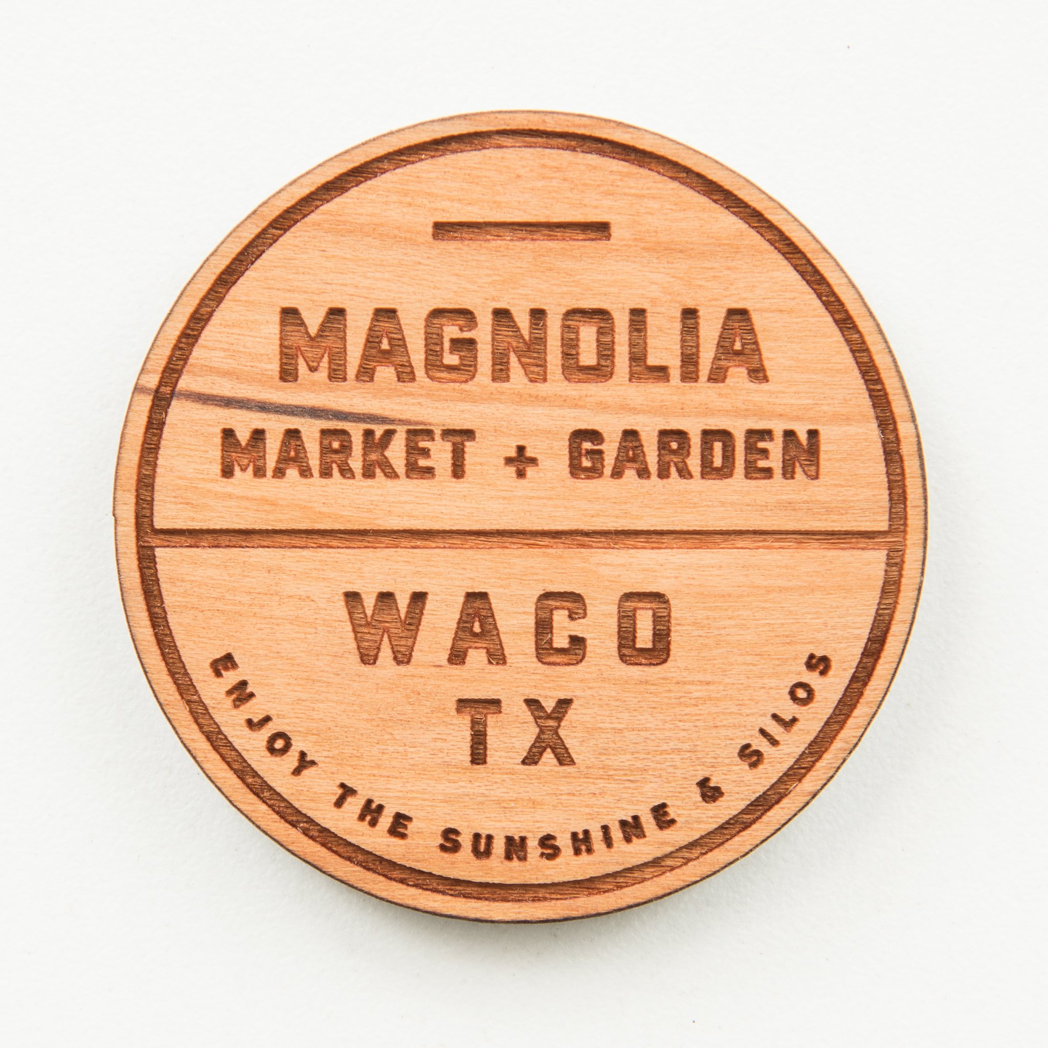 magnolia market and garden logo wooden magnet