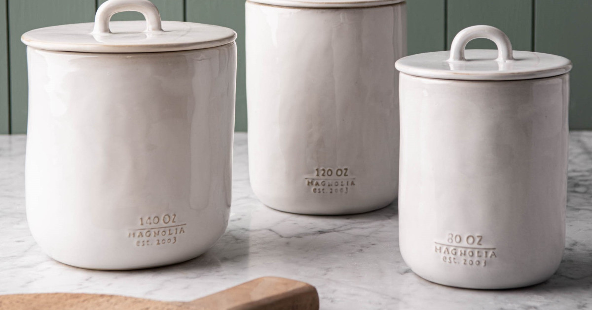 White Ceramic Modern Canister - Magnolia