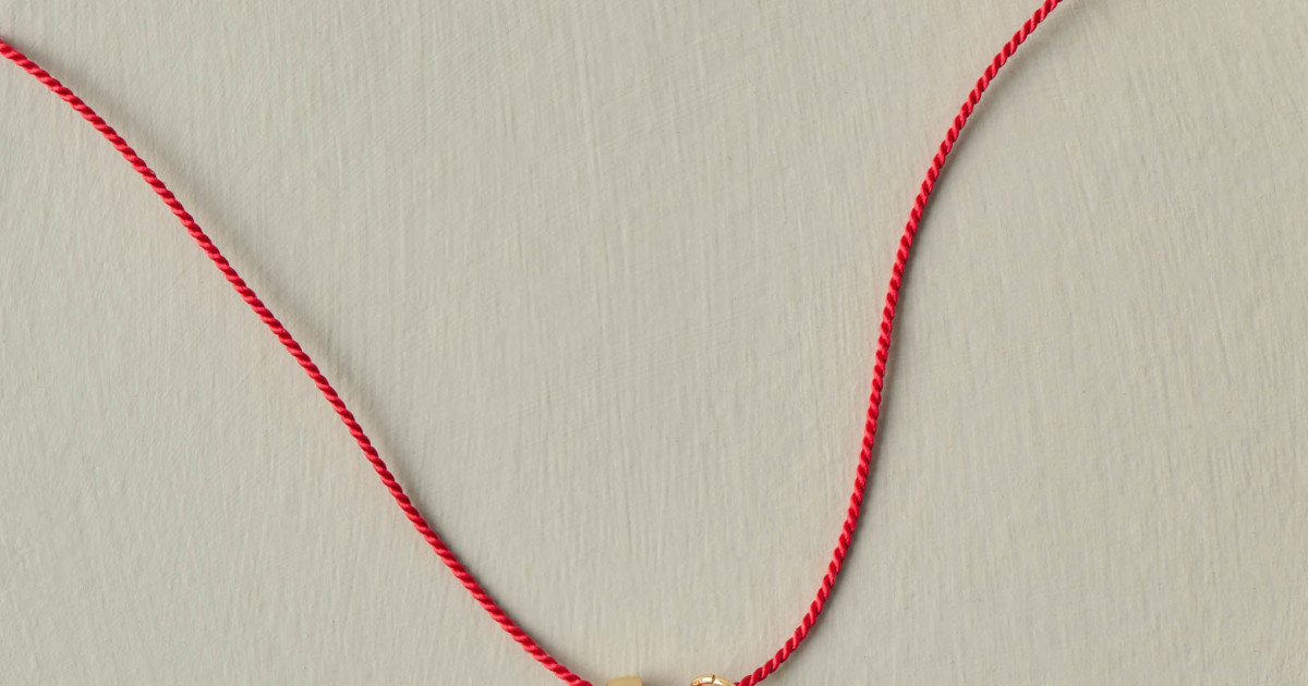 Lock and Key Necklace Red Silk Necklace