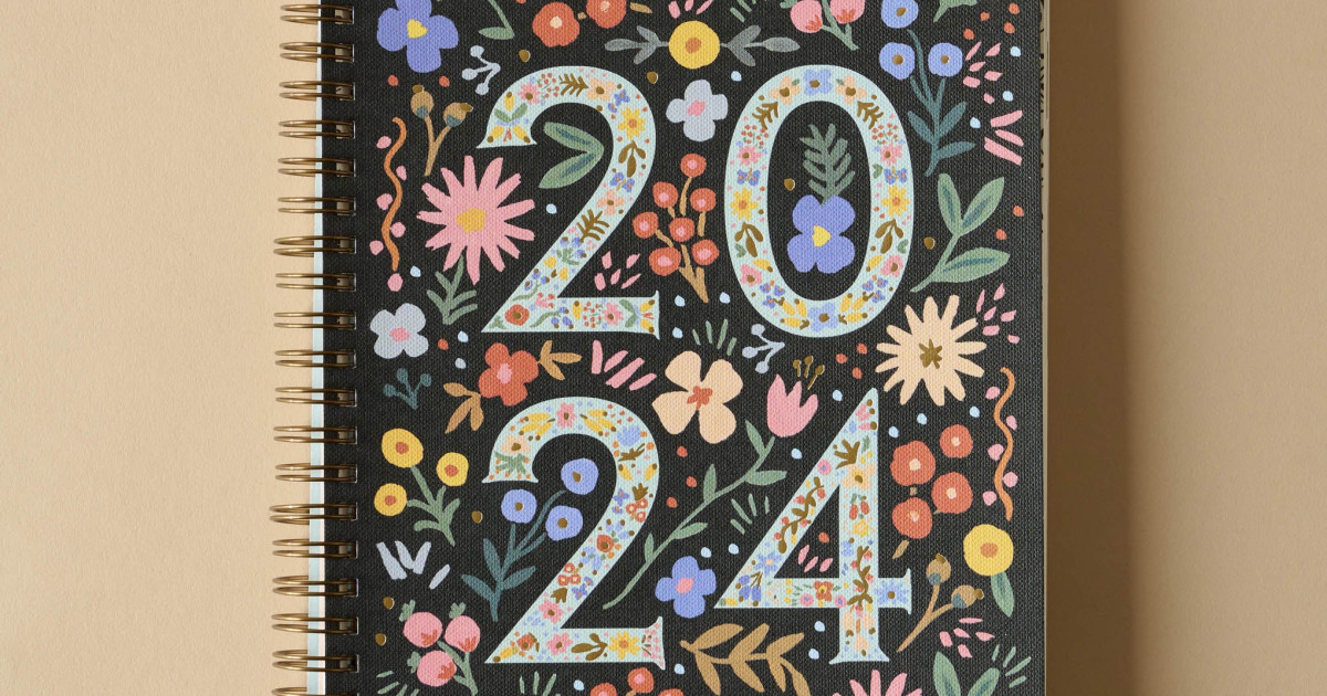 2024 Flores 12-Month Softcover Spiral Planner - Magnolia