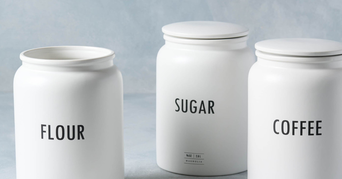 White Ceramic Modern Canister - Magnolia