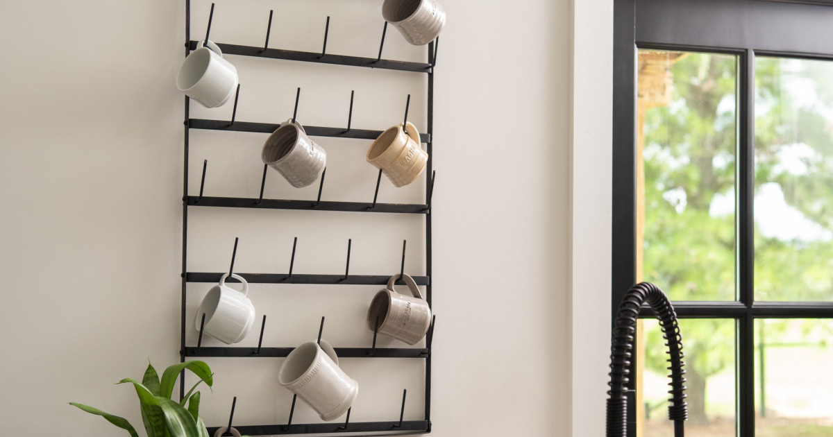 Cups For Days Rack Magnolia - Distressed Metal Wall Mug Rack Cups For Days Rack Magnolia - Distressed Metal Wall Mug Rack