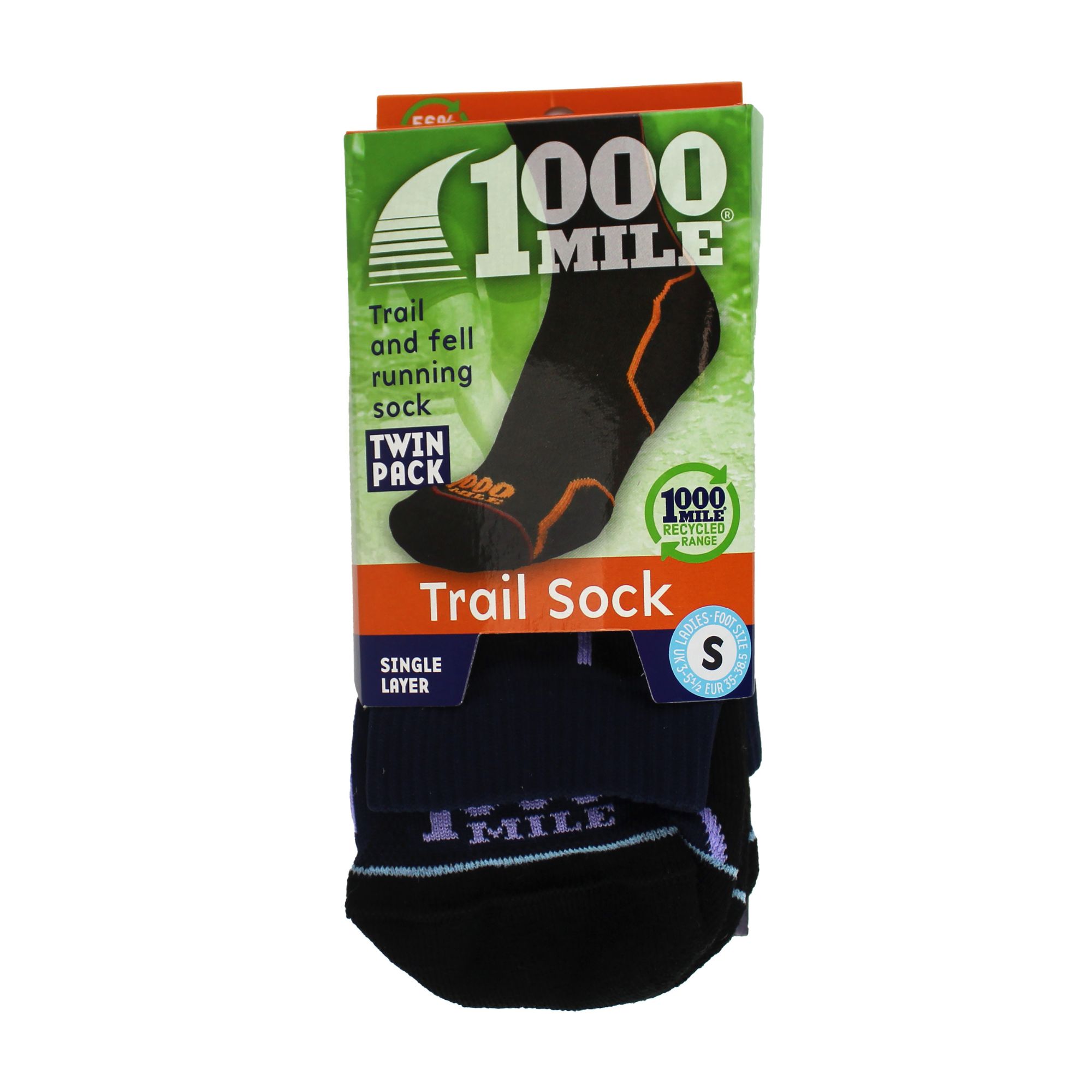 1000 Mile - 2 Pack Ladies Trail Repreve Single Layer Socks