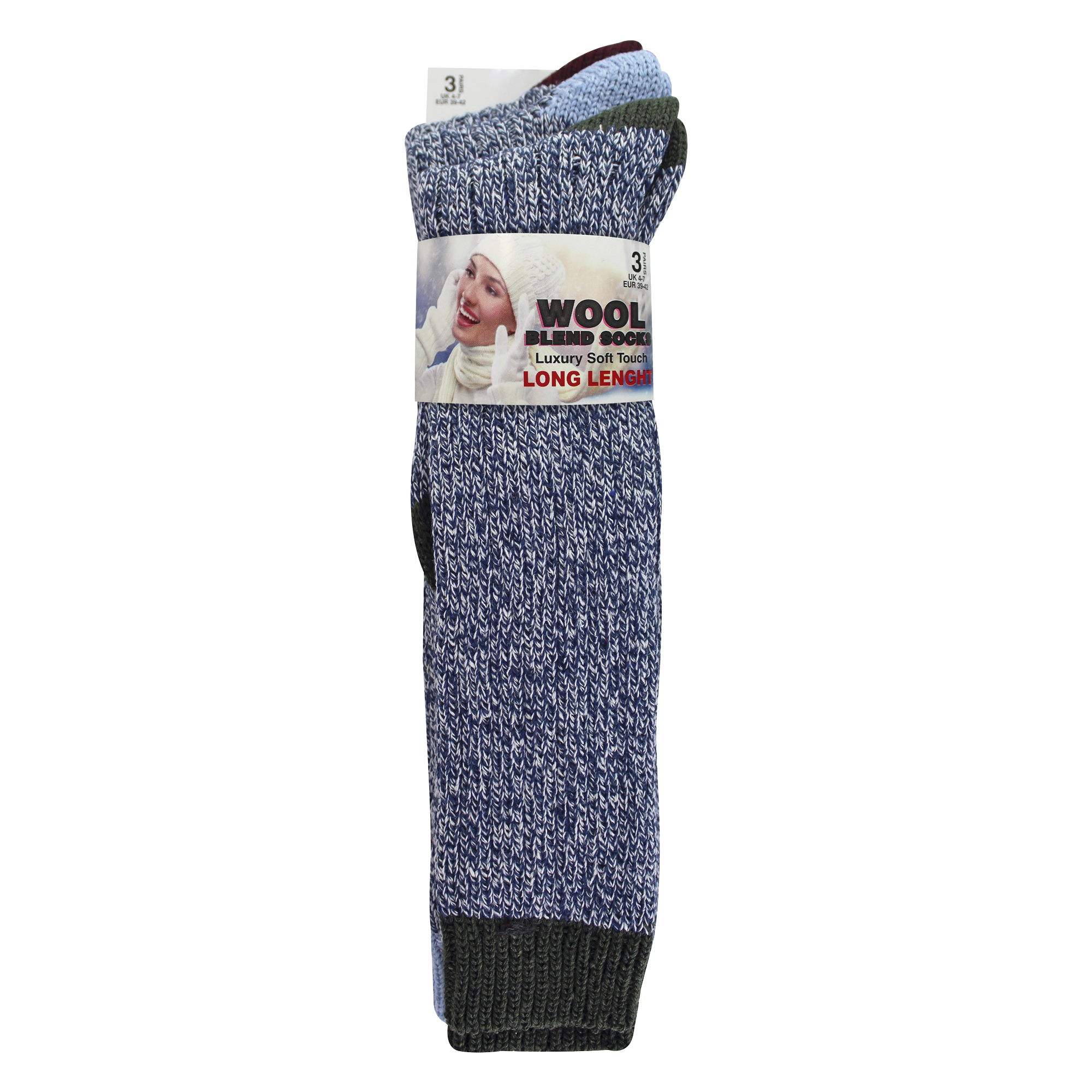 Sock Snob - 3 Pairs Extra Long Warm Wool Soft Ladies Socks