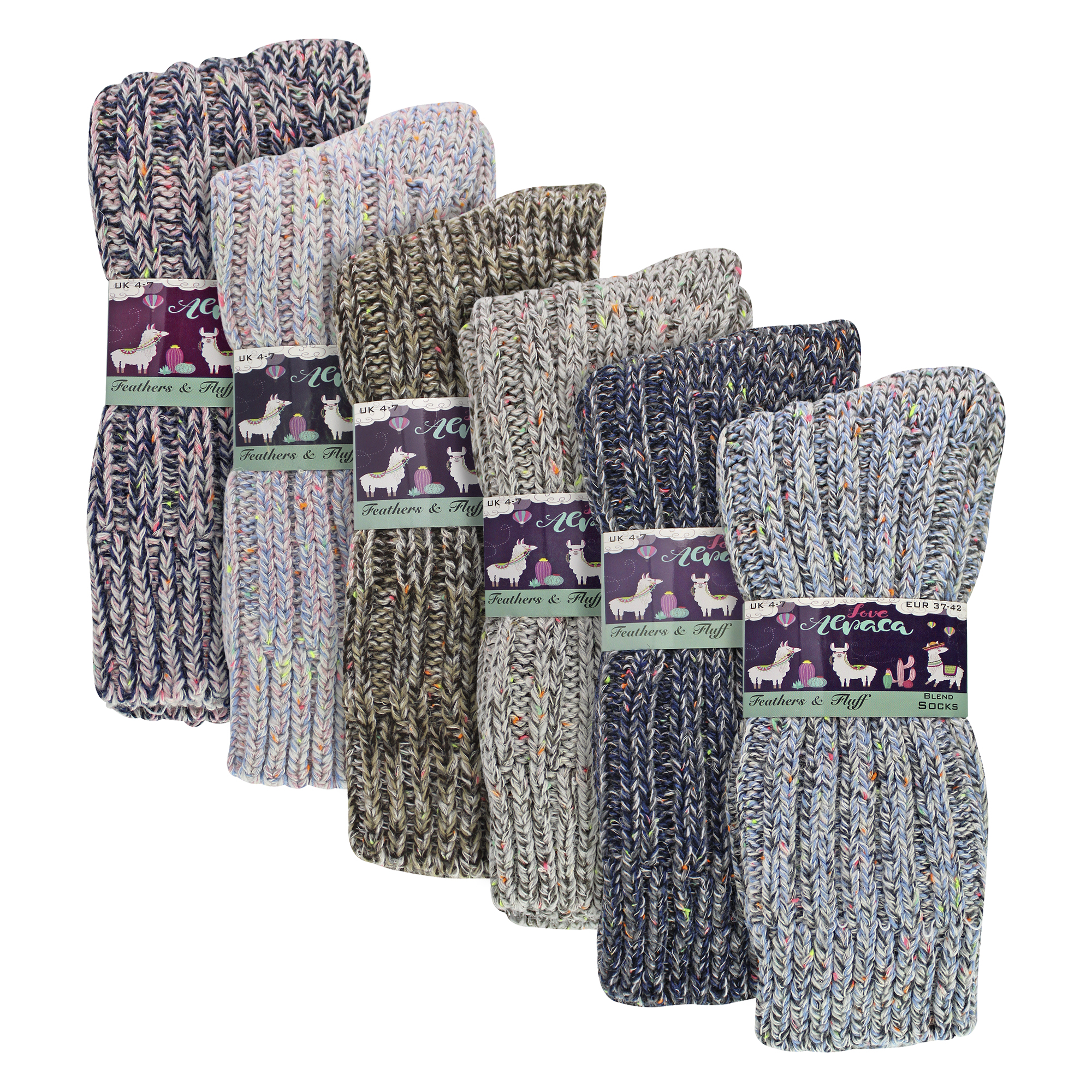 Ladies 6 Pack Alpaca Boot Socks