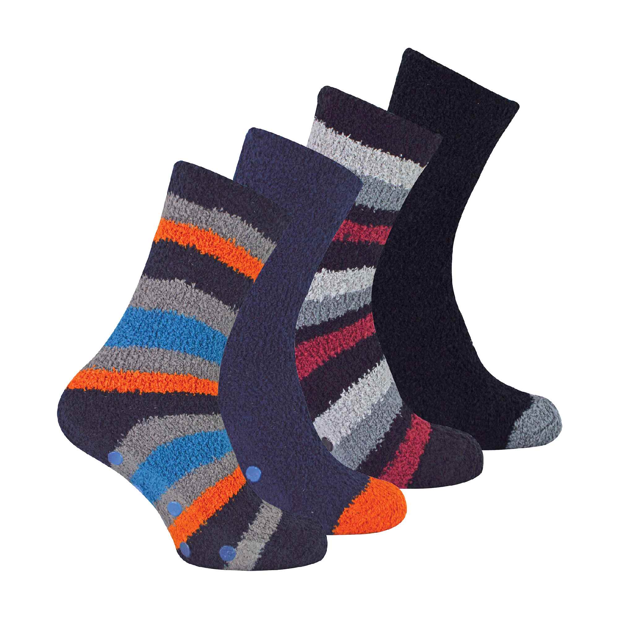 4er Pack Herren kuschelweiche flauschige Hausschuhe Bettsocken mit Griffen - Bild 4 von 7