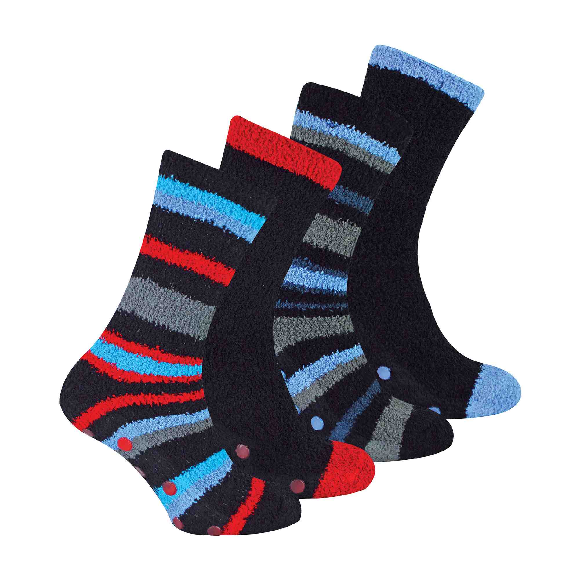 4er Pack Herren kuschelweiche flauschige Hausschuhe Bettsocken mit Griffen - Bild 6 von 7