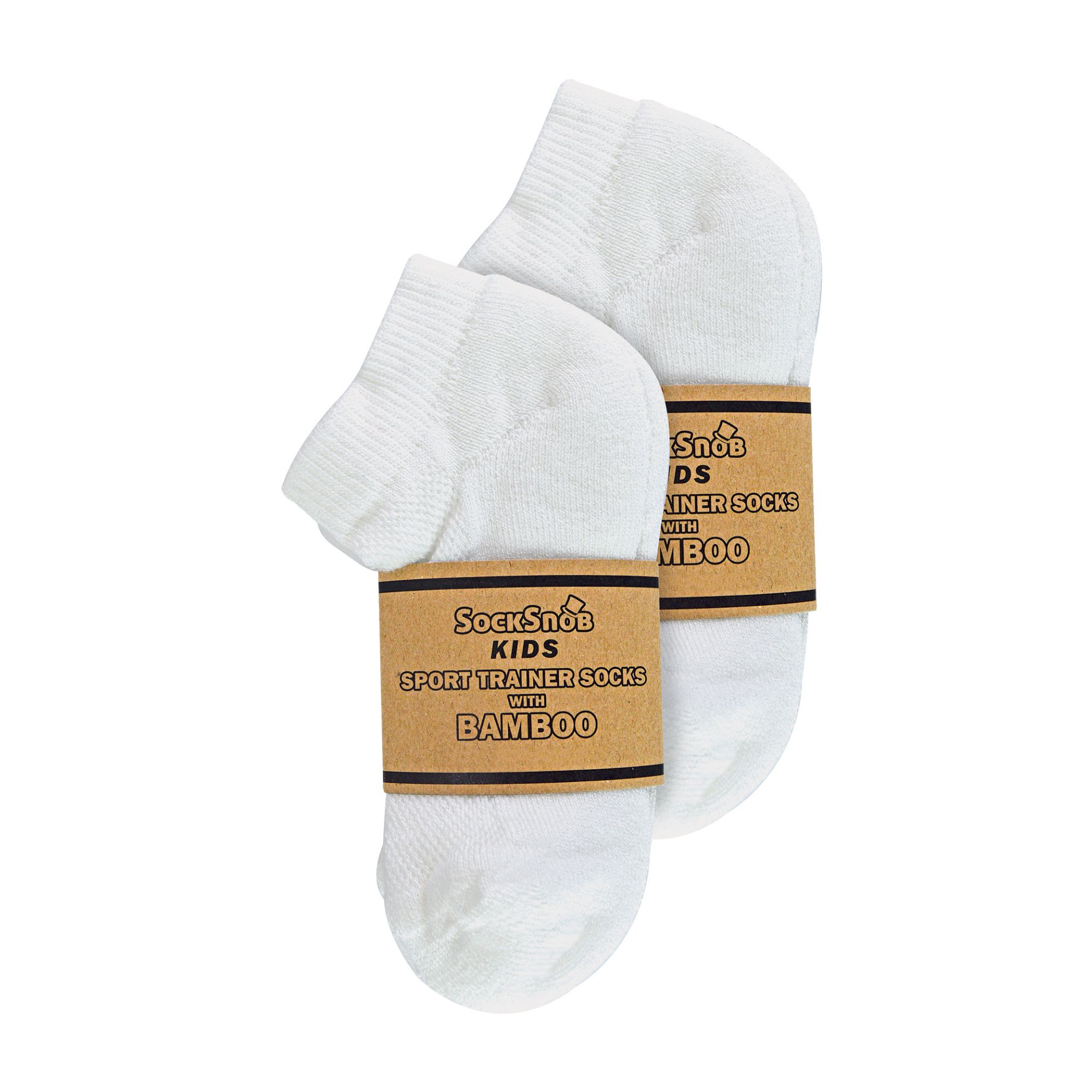 6 Pack Kids White Socks | Sock Snob | Bamboo Trainer Socks for Boys and Girls - Picture 3 of 4