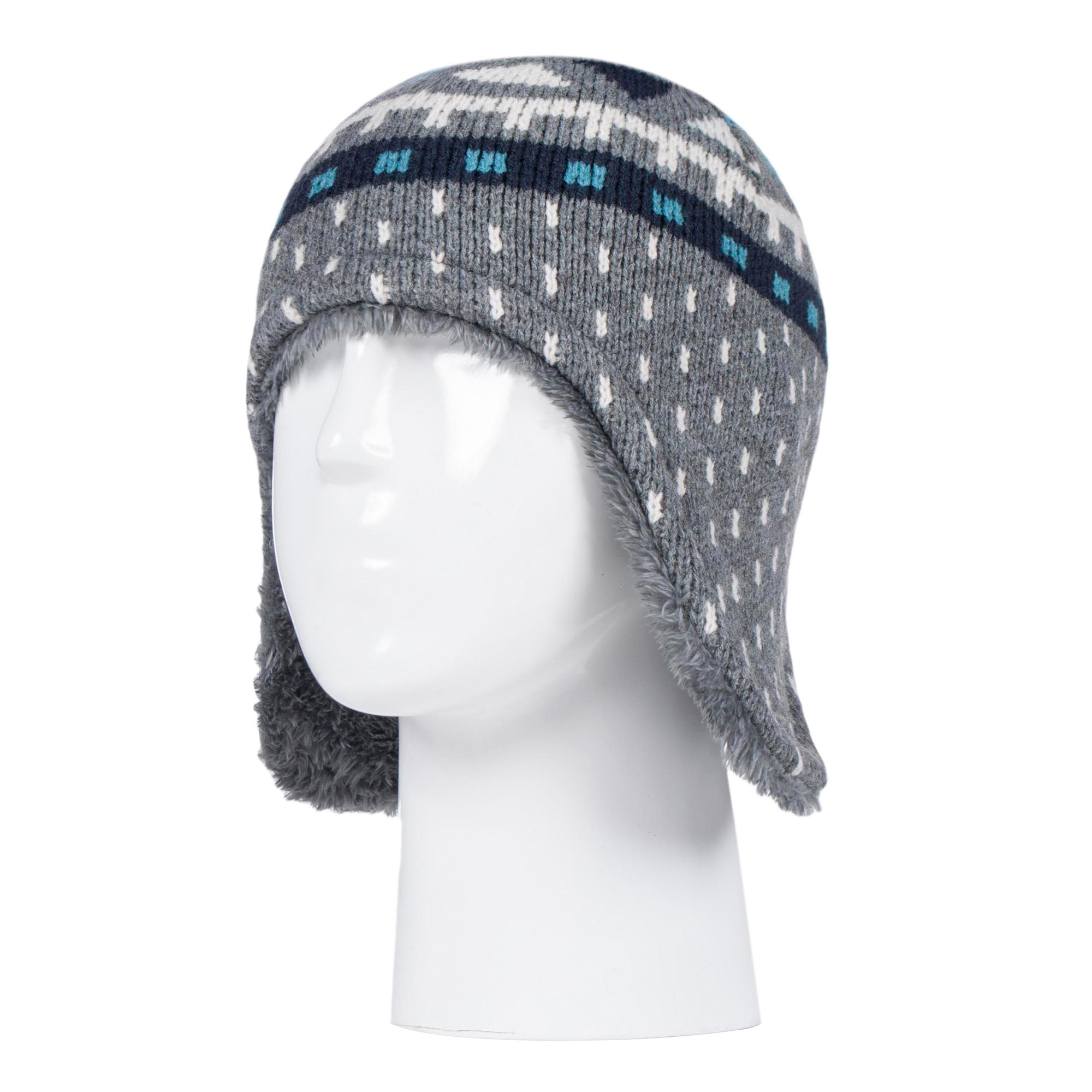 Heat Holders - Boys Winter Pattern Hat Pom Pom with Ear Protection and Mittens - Picture 8 of 13
