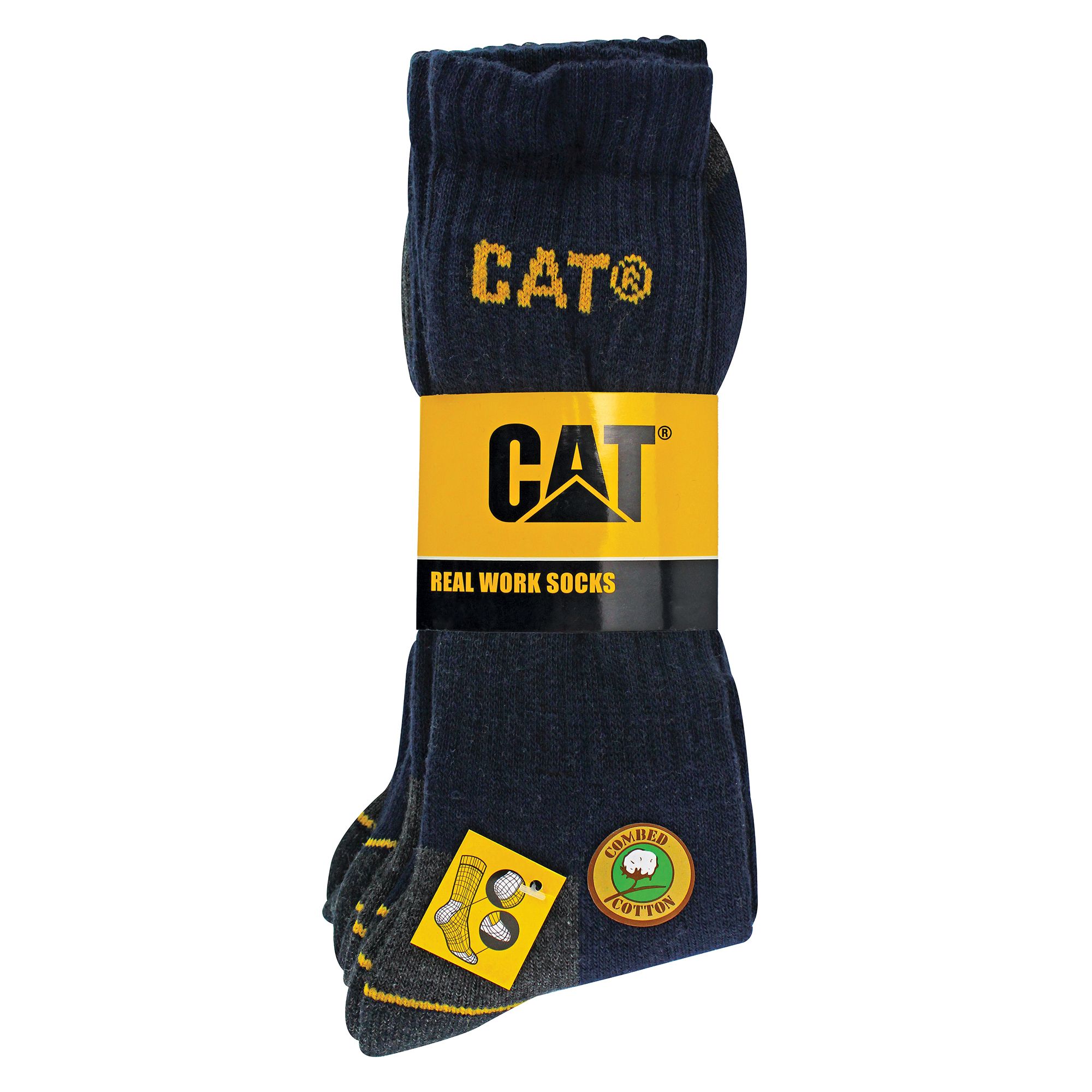 Mens 3 Pack Real Work Socks with Cushioned Heel & Toe - Picture 8 of 11