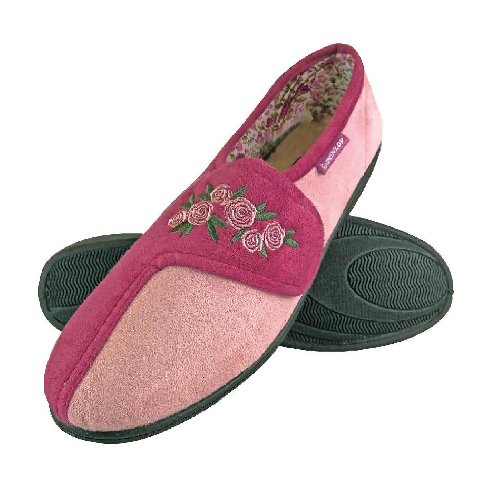 Ladies Adjustable Wide Fit Floral Slippers - Picture 2 of 11