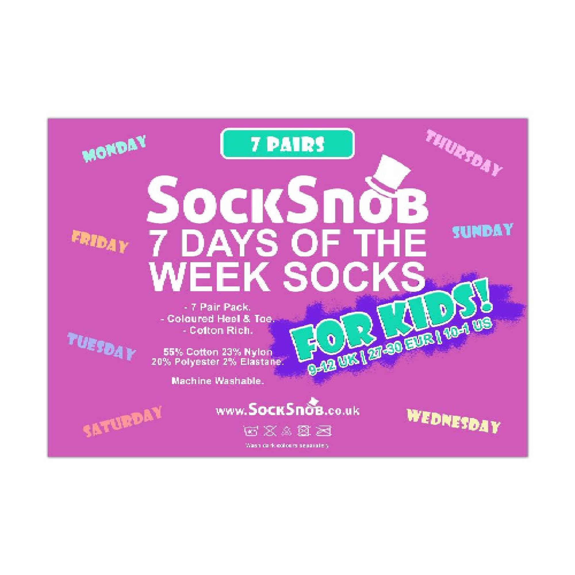 Calcetín Snob - Pack de 7 calcetines entre semana niños | Calcetines escolares niñas y niños - Imagen 8 de 11