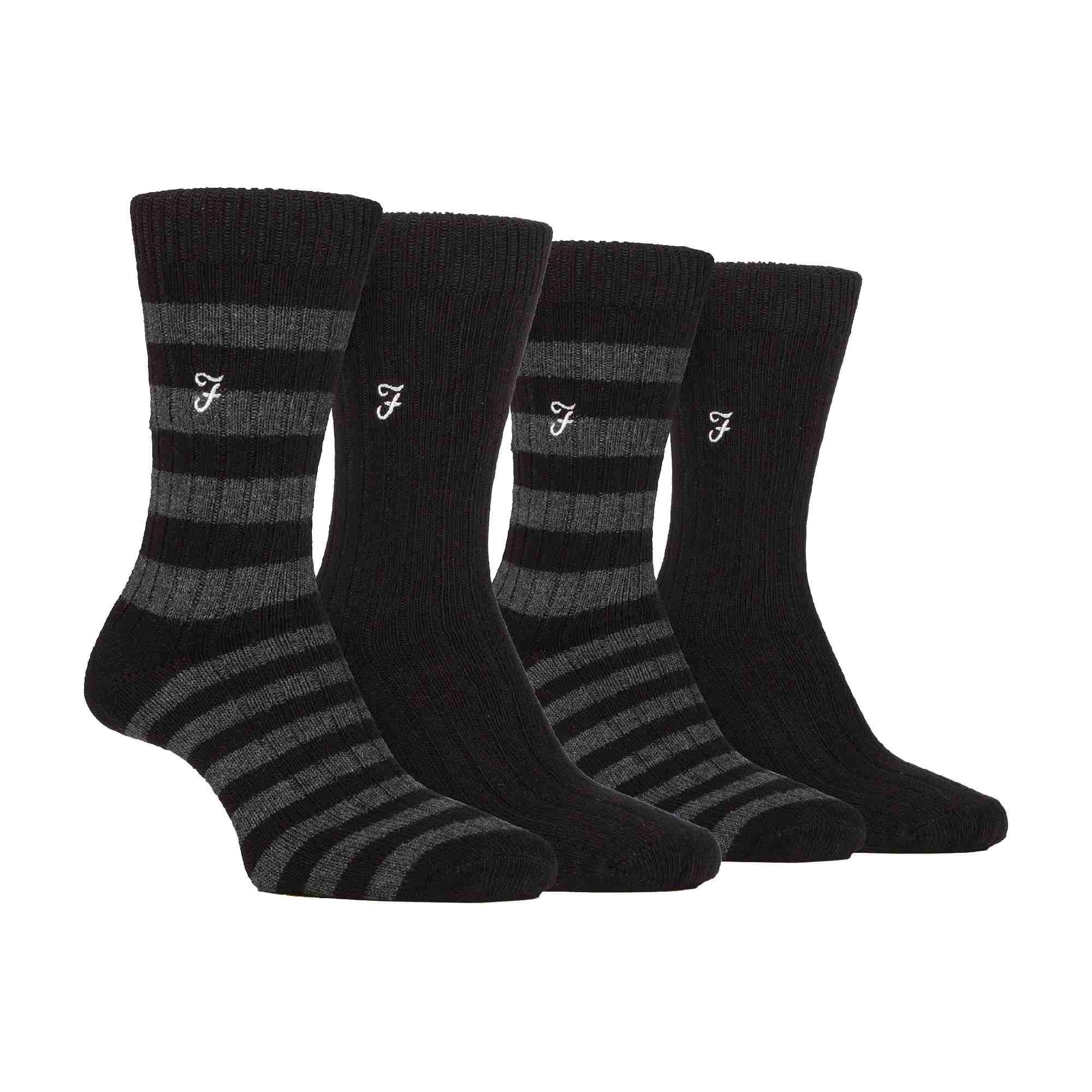 4 Pack Mens Soft Breathable Bamboo Striped Boot Socks - Picture 2 of 10