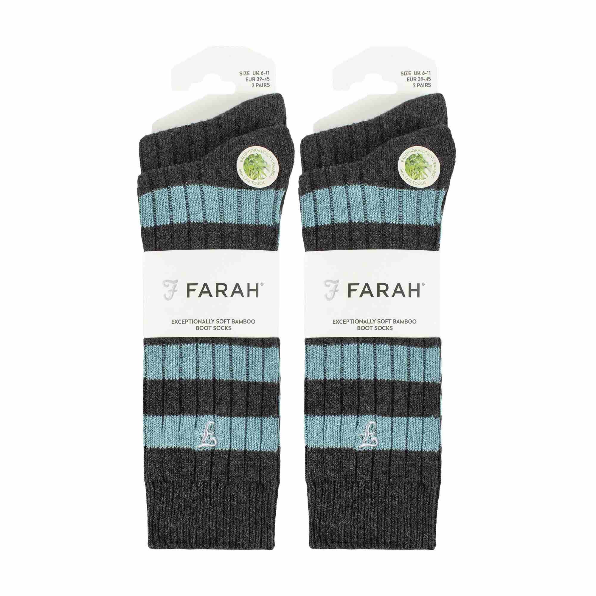 4 Pack Mens Soft Breathable Bamboo Striped Boot Socks - Picture 6 of 10