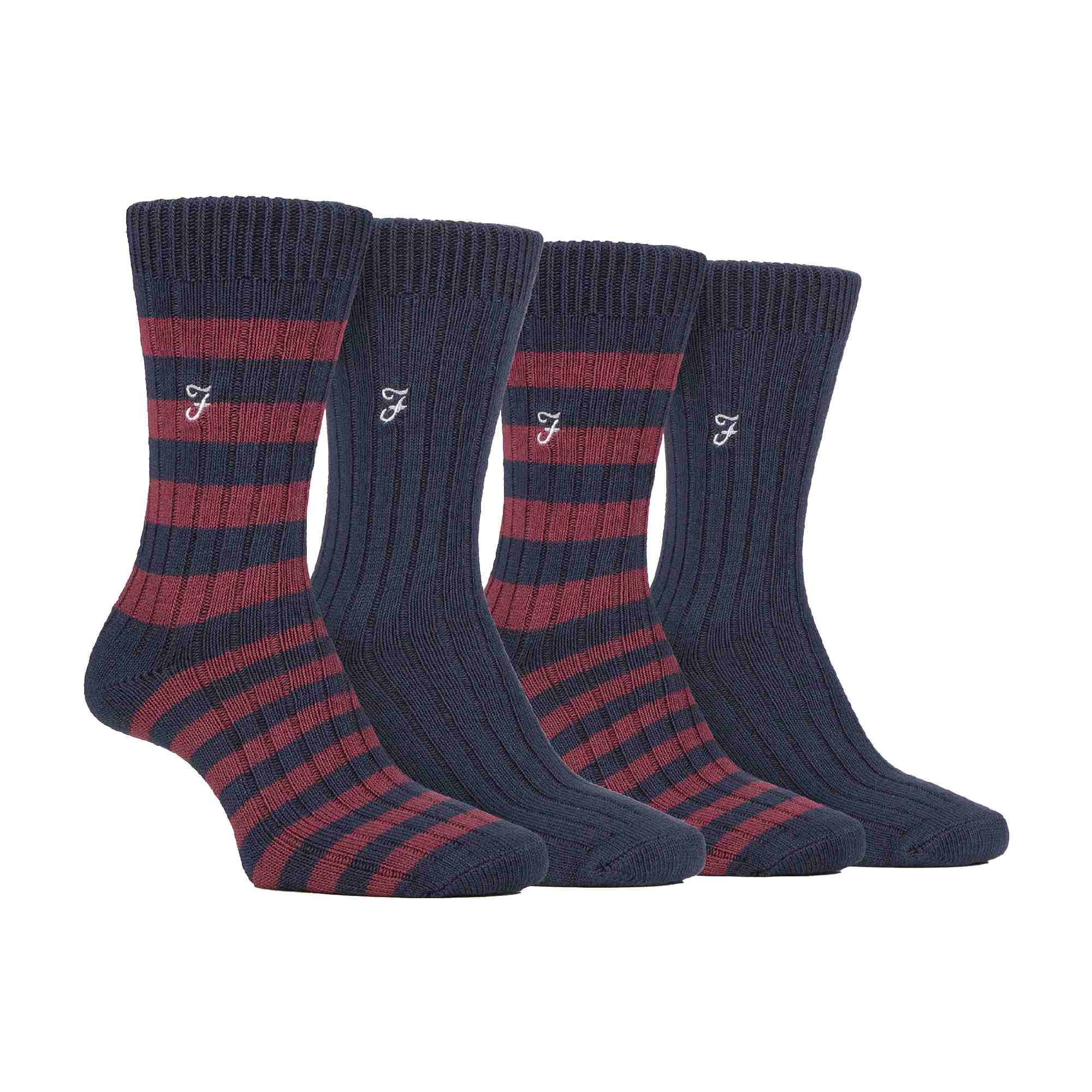 4 Pack Mens Soft Breathable Bamboo Striped Boot Socks - Picture 8 of 10