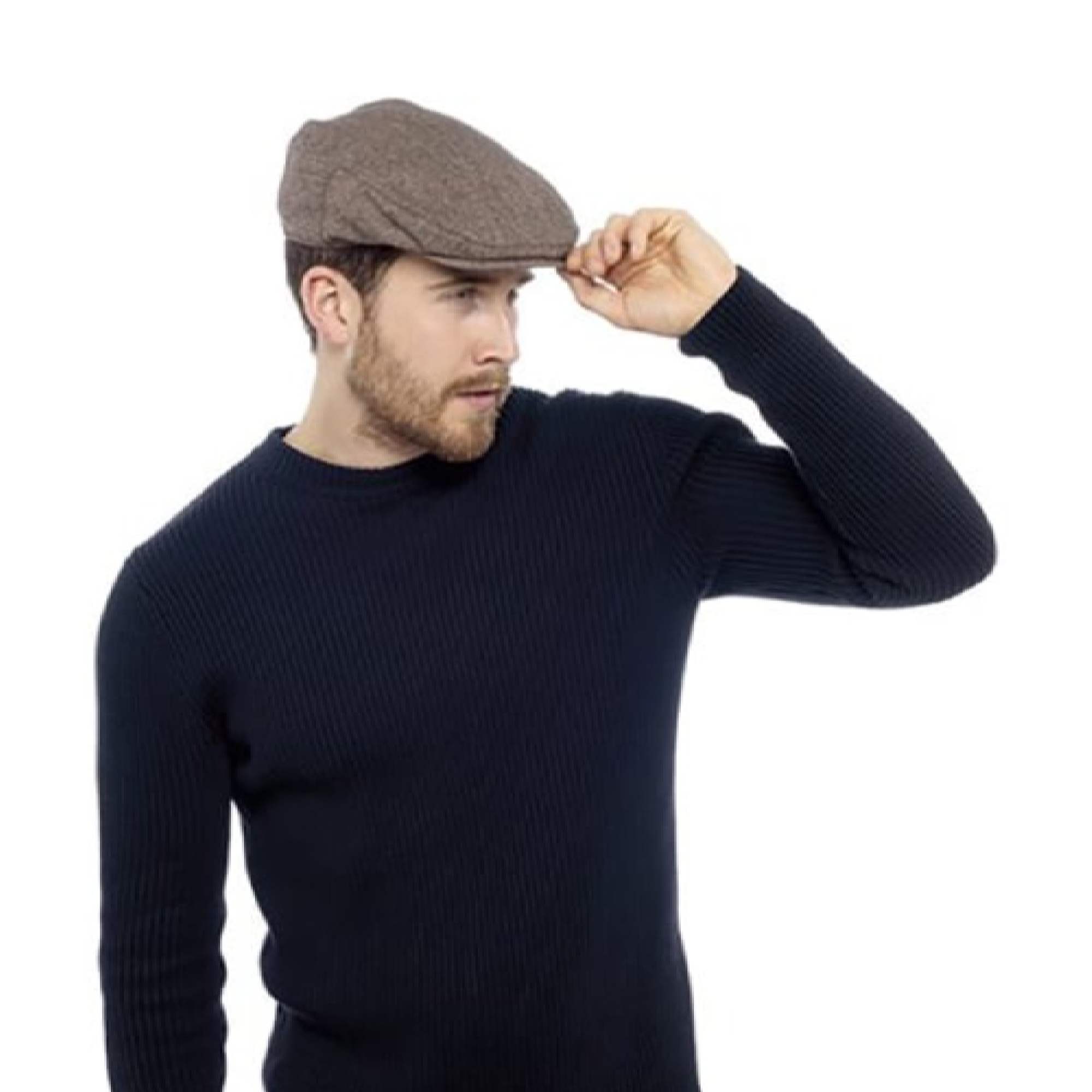Casquette plate traditionnelle à carreaux en laine mélangée pour homme - Imagen 3 de 10