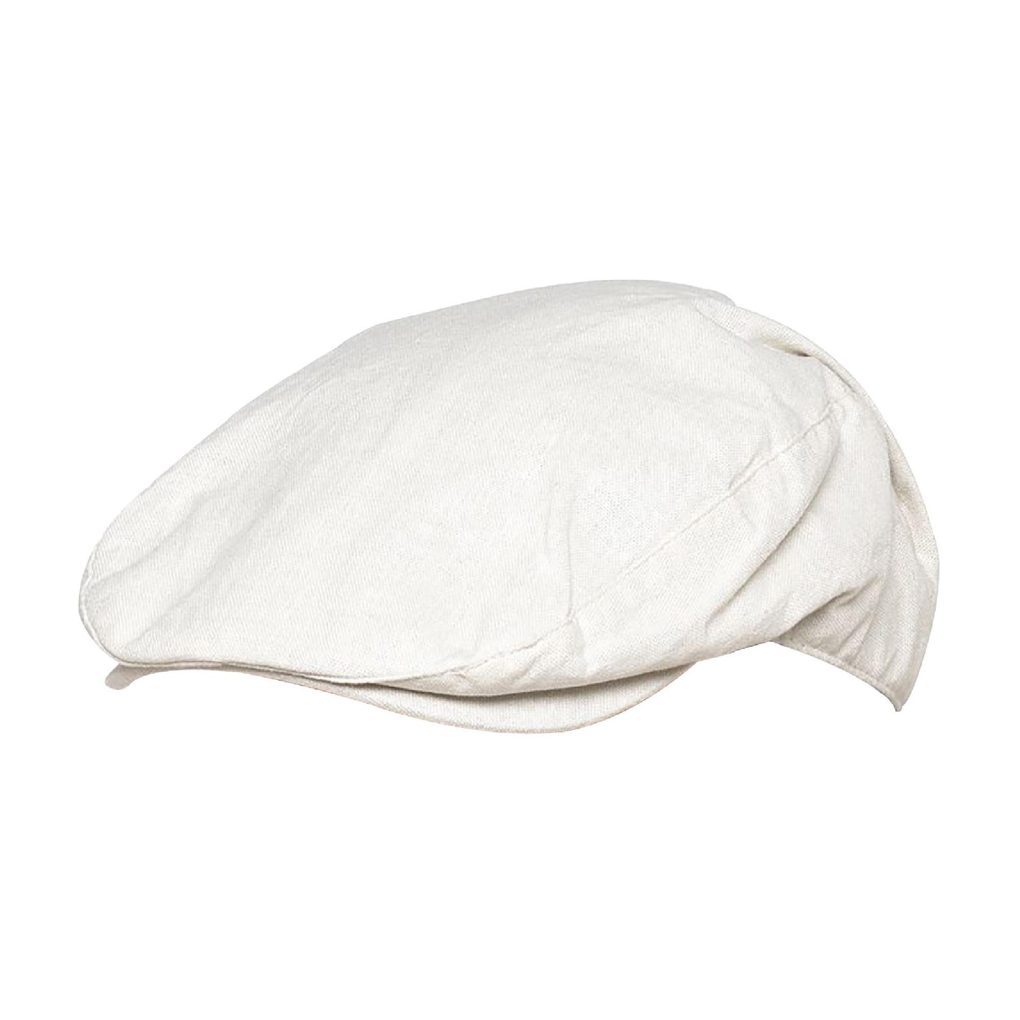 Casquette Plate En Lin Pour Homme En Crème Et Denim - Imagen 2 de 11