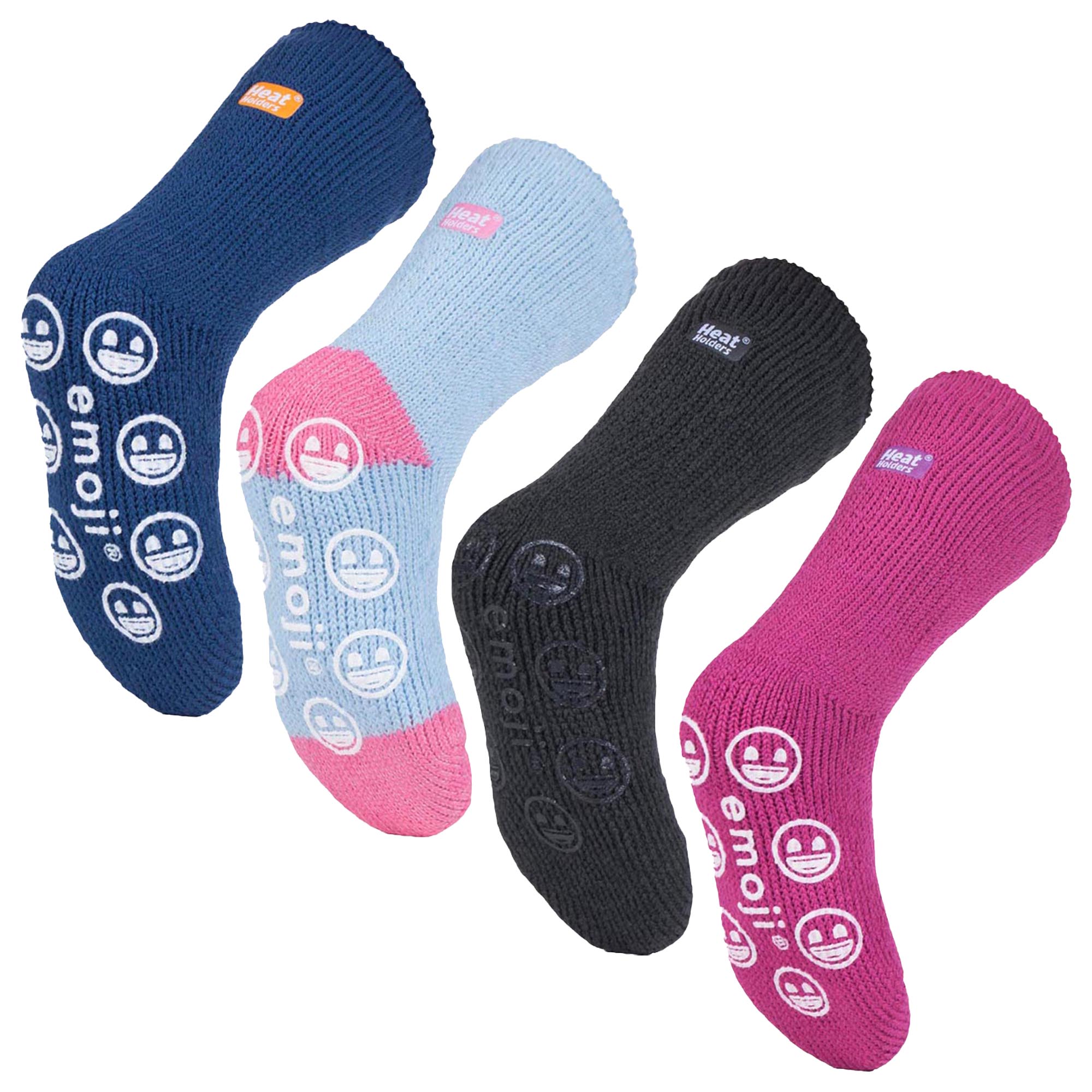 4 Pairs of Kids' Novelty Emoji Thermal Slipper Socks for Cozy Comfort - Picture 4 of 5