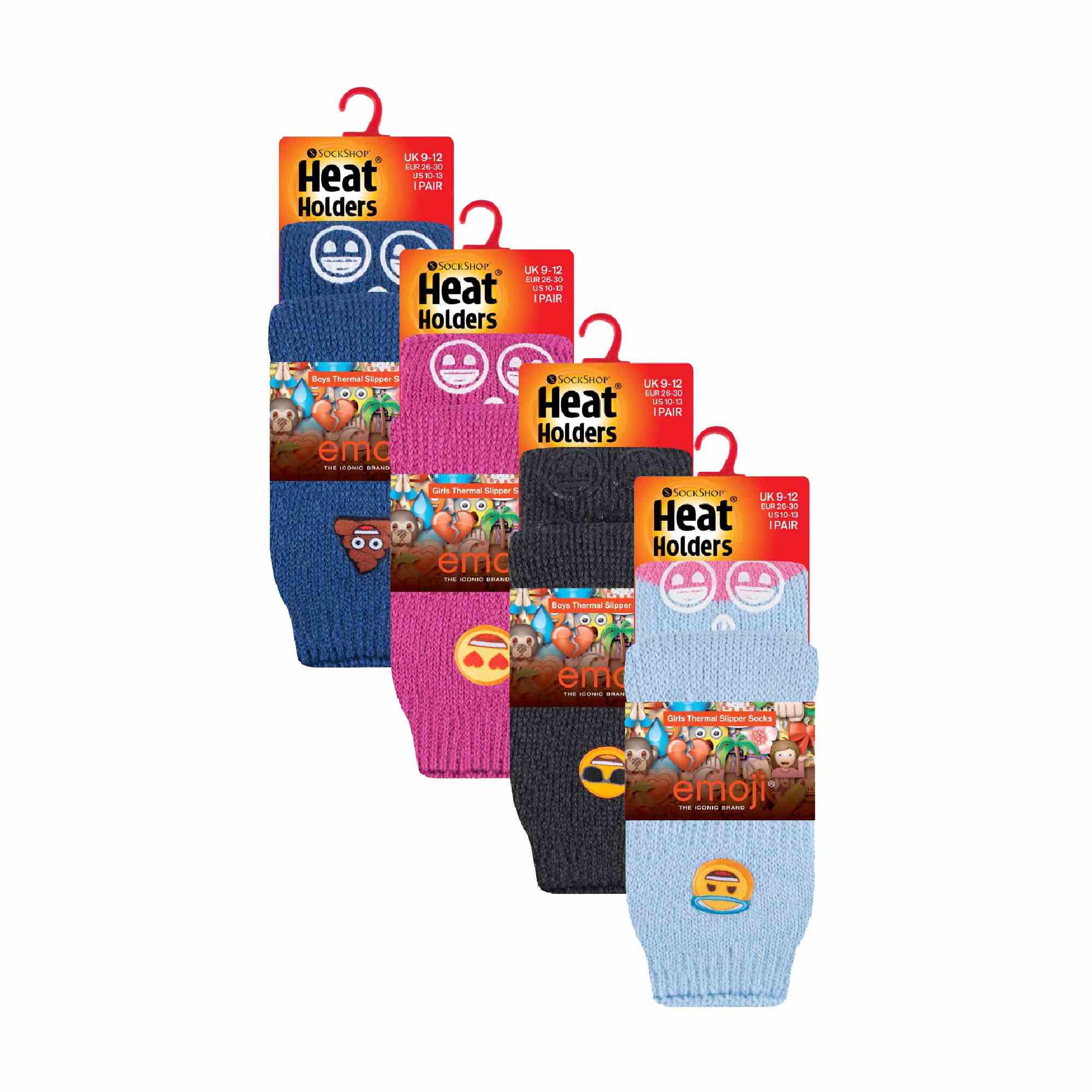 4 Pairs of Kids' Novelty Emoji Thermal Slipper Socks for Cozy Comfort - Picture 3 of 5