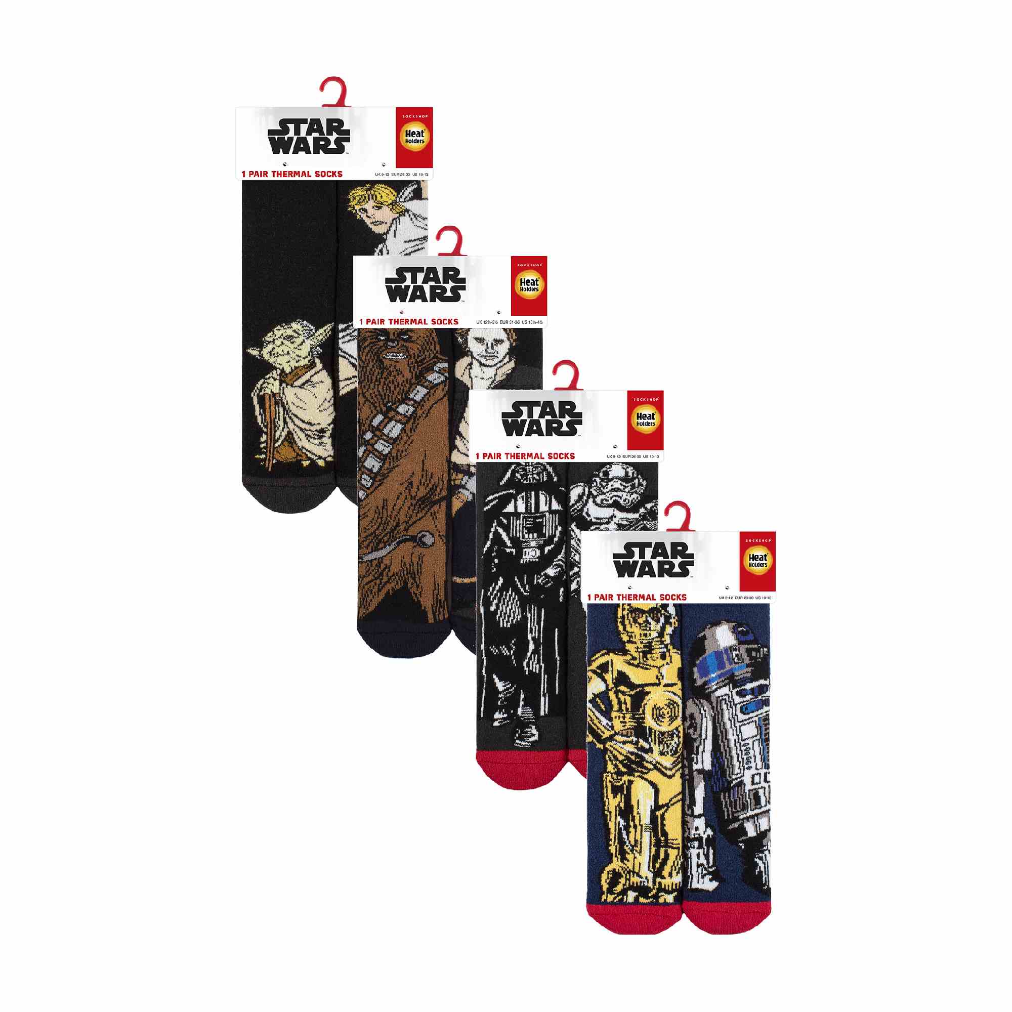 4 Pairs Kids Winter Lite Star Wars Socks: Thermal Fun Novelty Socks - Picture 3 of 6