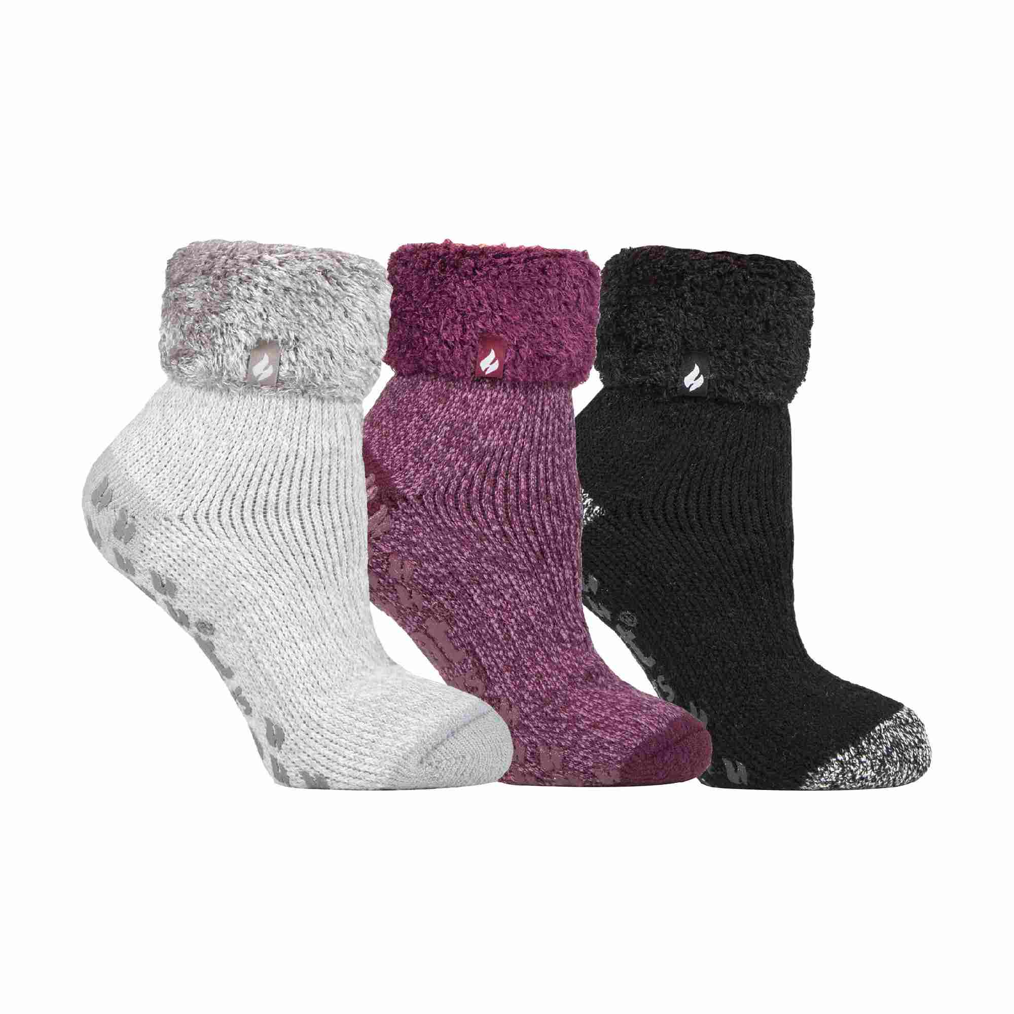 Lot de 3 chaussettes de lit thermiques antidérapantes pour femme Lot de 3 chaussettes de lit thermiques antidérapantes pour femme
