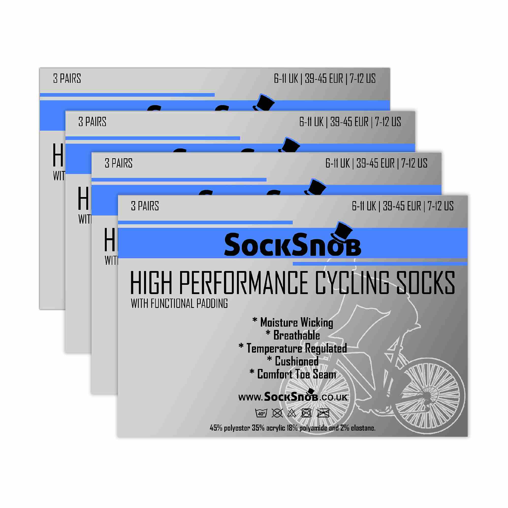 12er Pack Herren Fahrradsocken Kurz | Anti-Blasen Sports Socken | Sock Snob - Bild 3 von 6