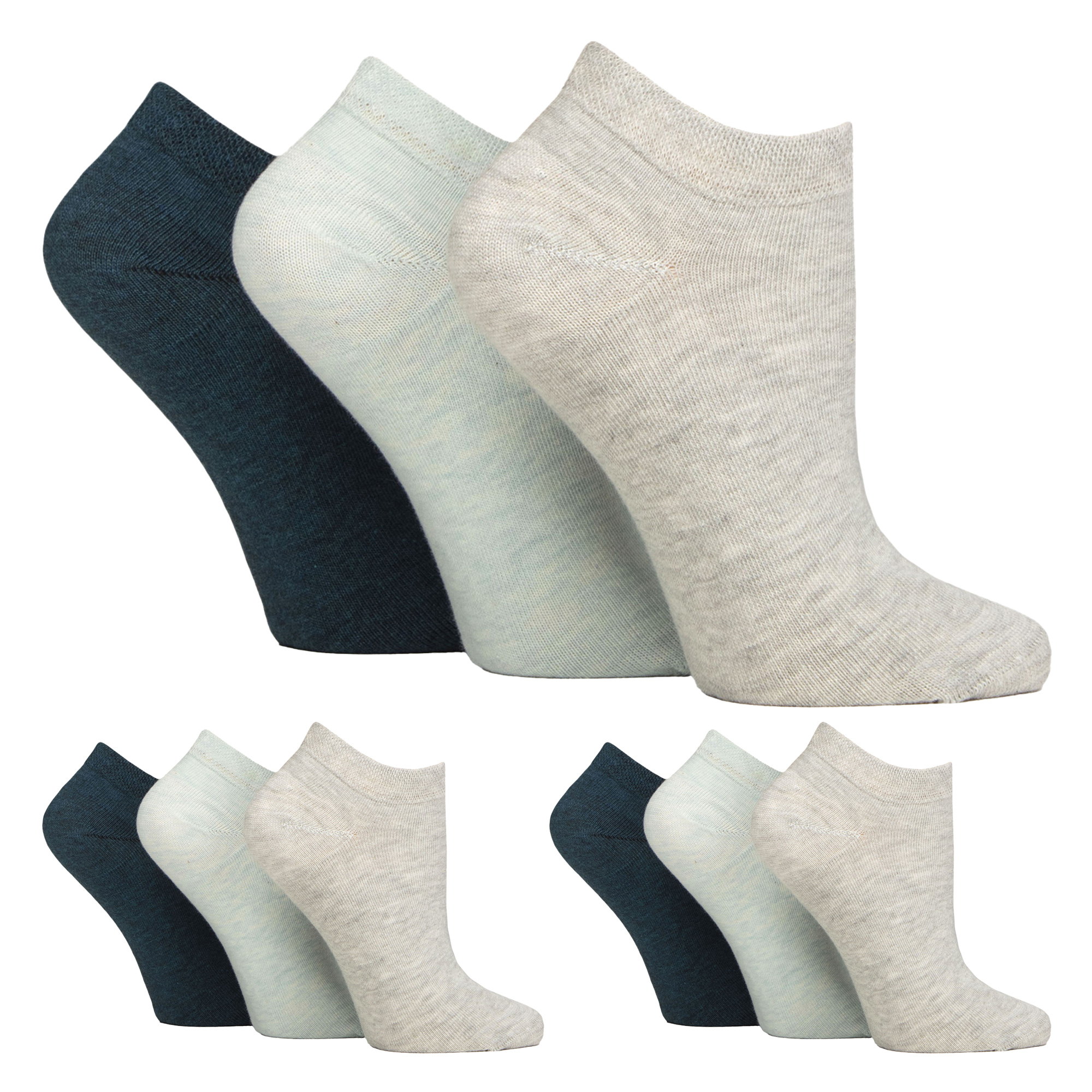 9 Pack Womens Diabetic Trainer Socks | Wide Ankle Socks for Swollen Feet