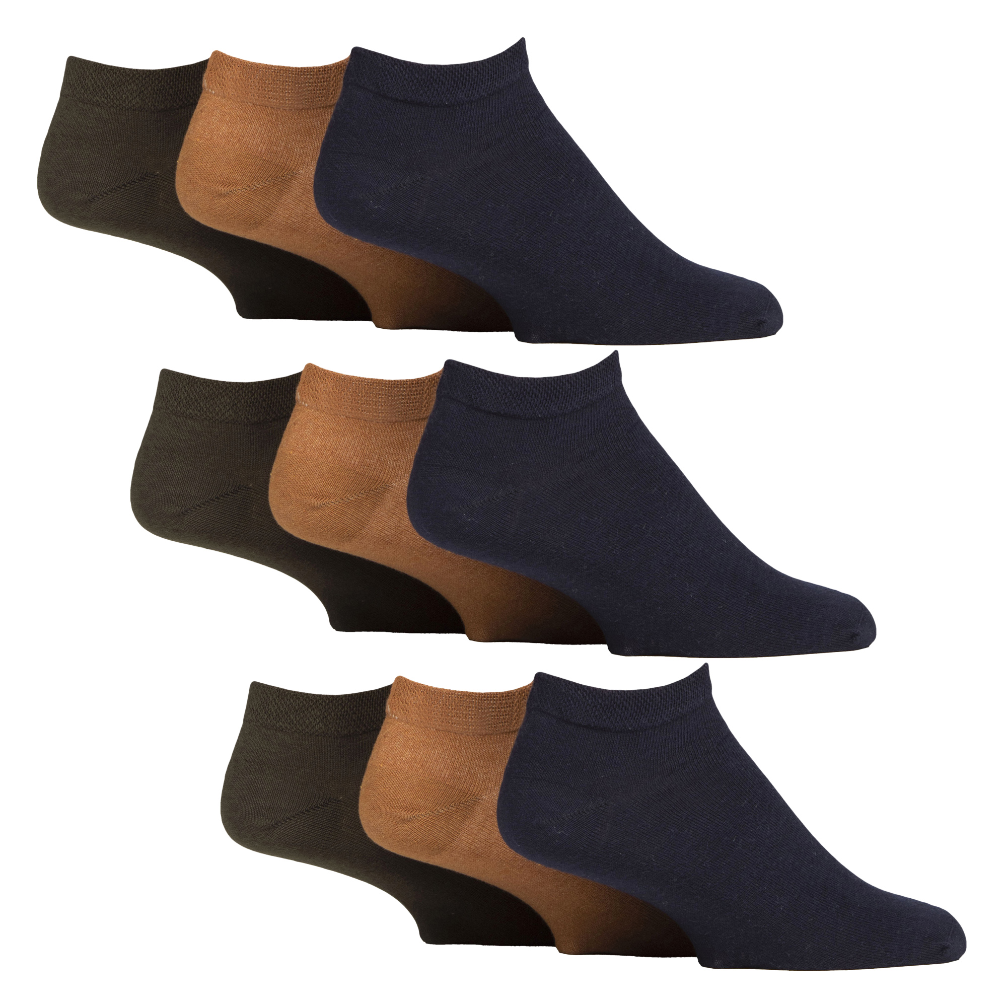 9 Pack Mens Diabetic Trainer Socks | Non Elastic Extra Wide Ankle Socks