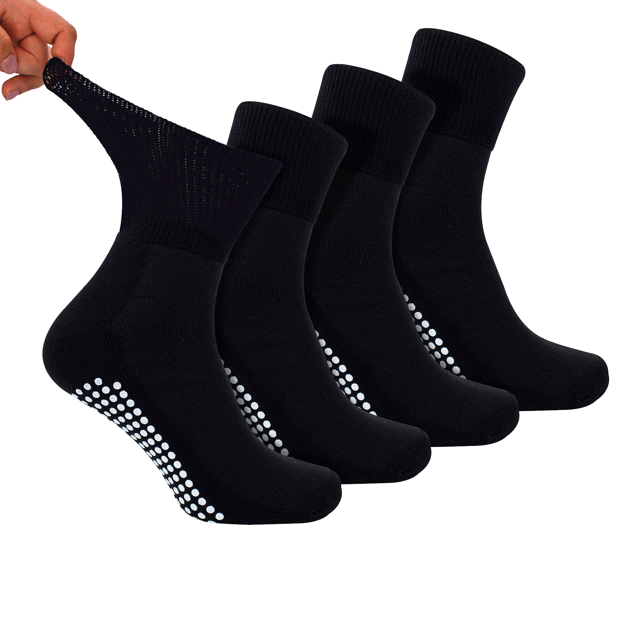 4 Pack Non Slip Diabetic Ankle Socks | Dr.Socks | Wide Bamboo Socks With Grips - Picture 2 of 11