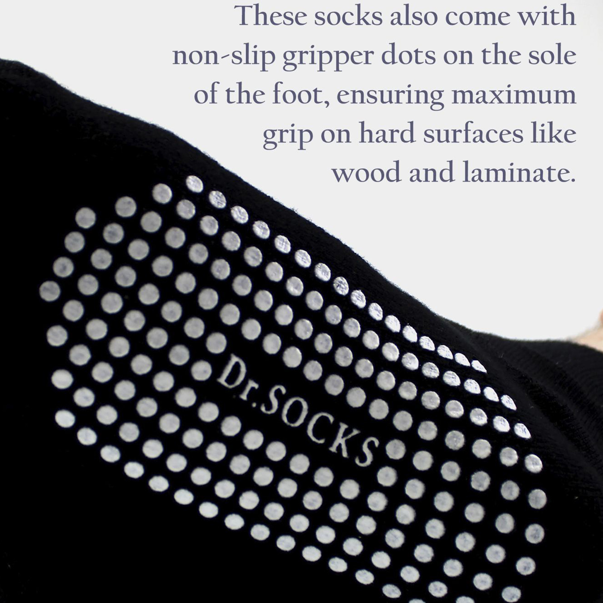 4 Pack Non Slip Diabetic Ankle Socks | Dr.Socks | Wide Bamboo Socks With Grips - Picture 4 of 11