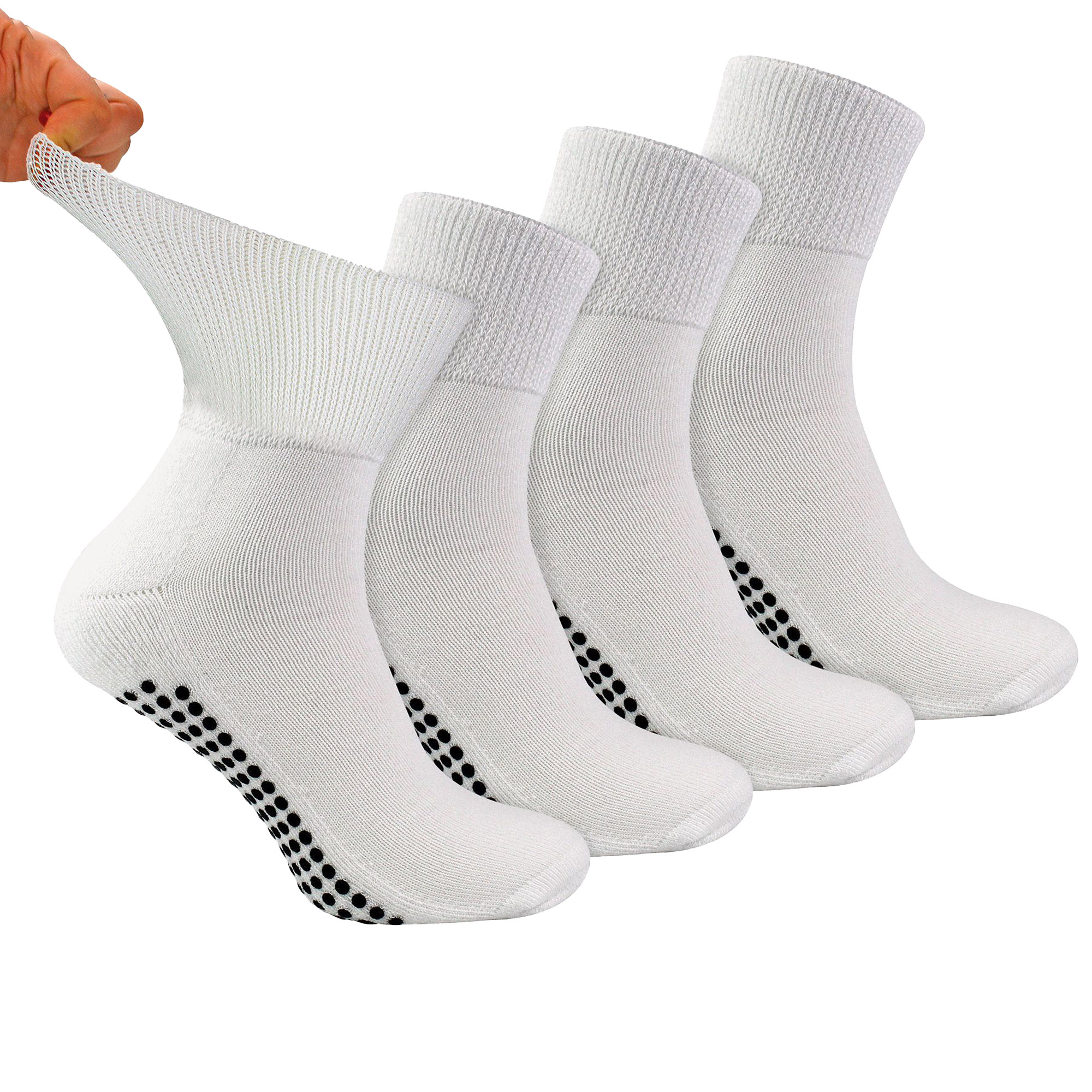 4 Pack Non Slip Diabetic Ankle Socks | Dr.Socks | Wide Bamboo Socks With Grips - Picture 7 of 11