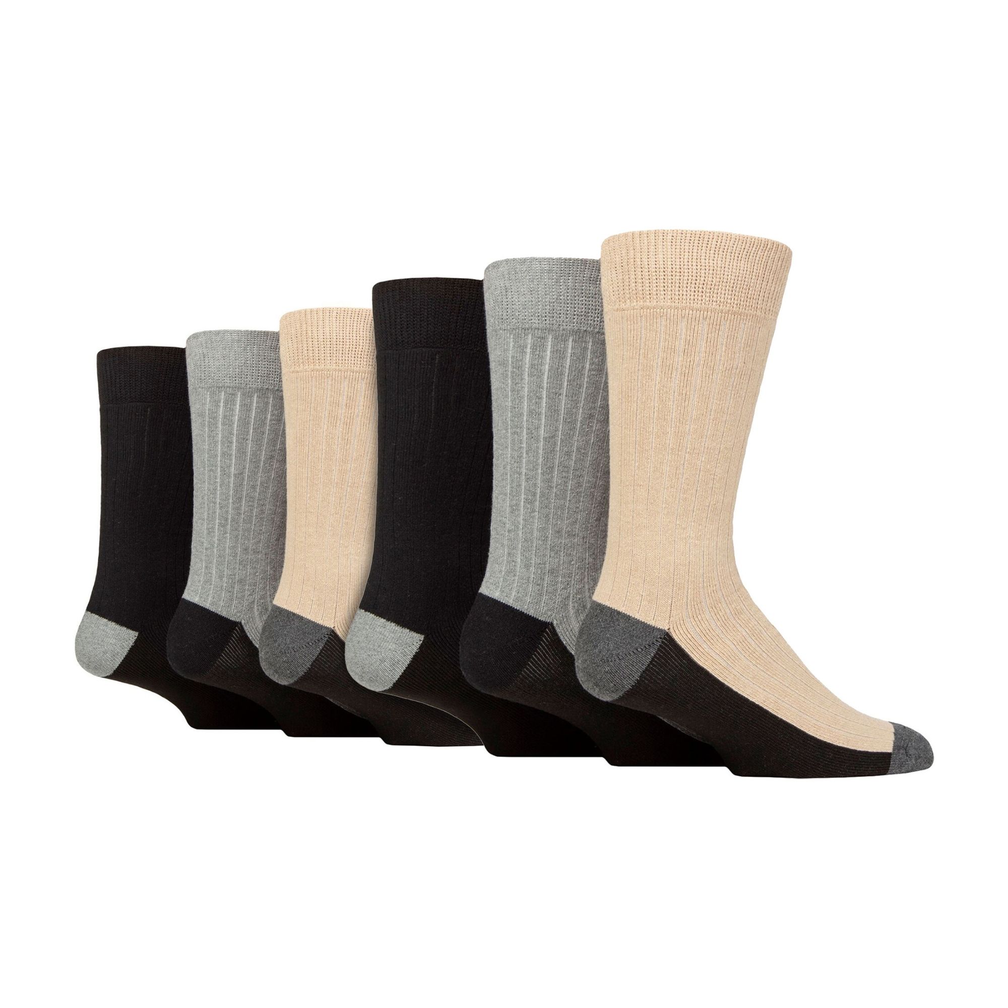 6 Pairs Mens Multipack Outdoor Cotton Boot Socks for Ultimate Hiking Comfort - Picture 2 of 10