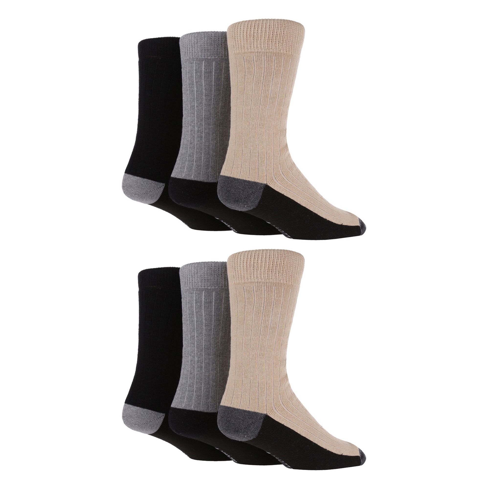 6 Pairs Mens Multipack Outdoor Cotton Boot Socks for Ultimate Hiking Comfort - Picture 4 of 10