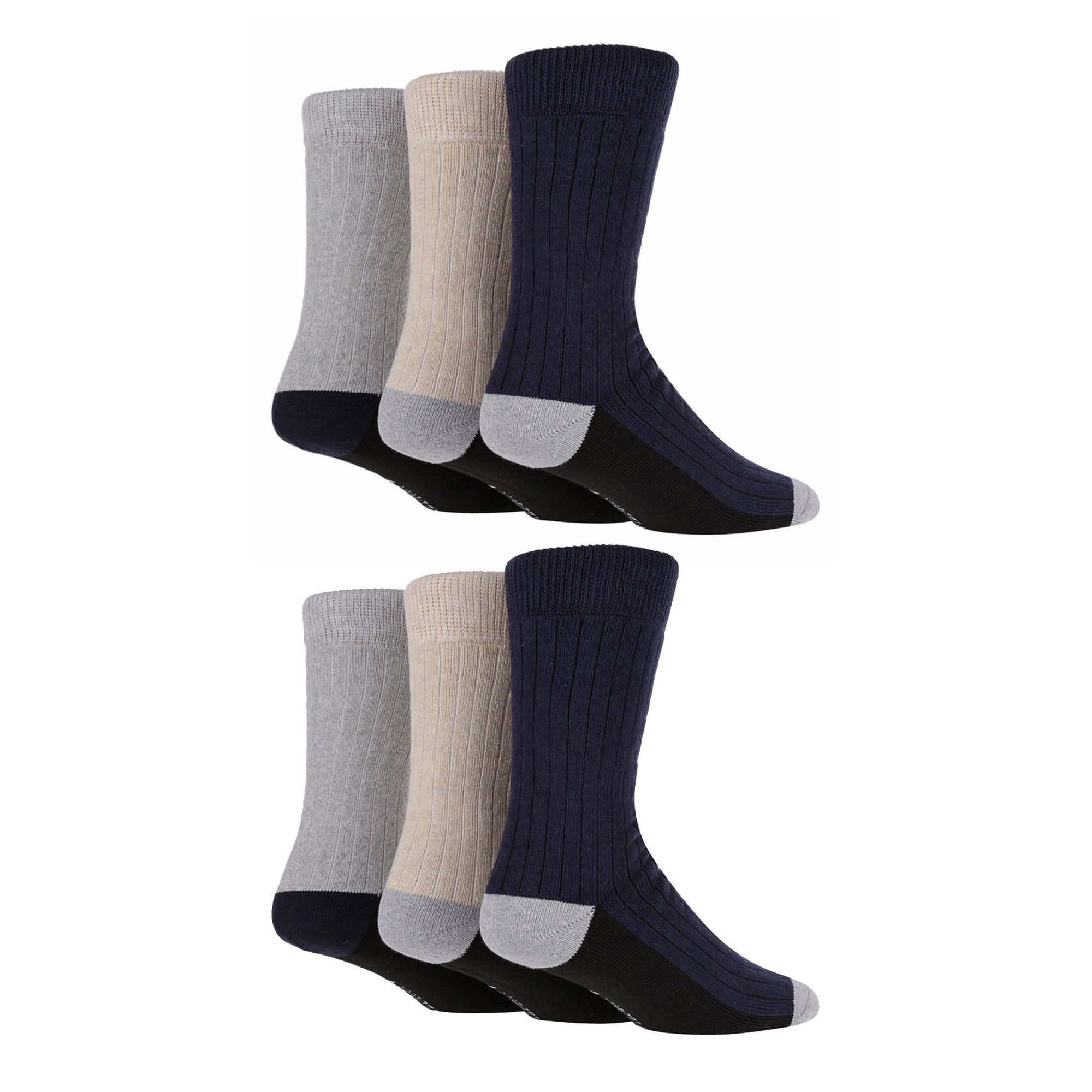 6 Pairs Mens Multipack Outdoor Cotton Boot Socks for Ultimate Hiking Comfort - Picture 7 of 10