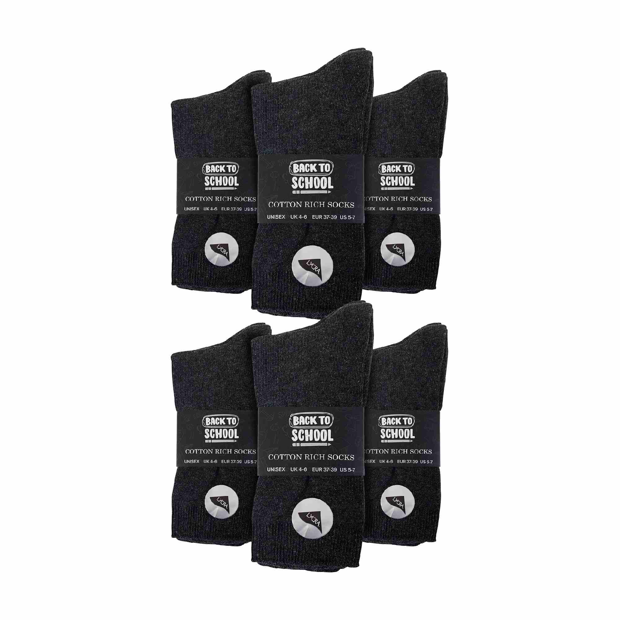 12 Pairs Multipack Kids Plain School Socks | Sock Snob | Cotton Rich Socks - Picture 8 of 21
