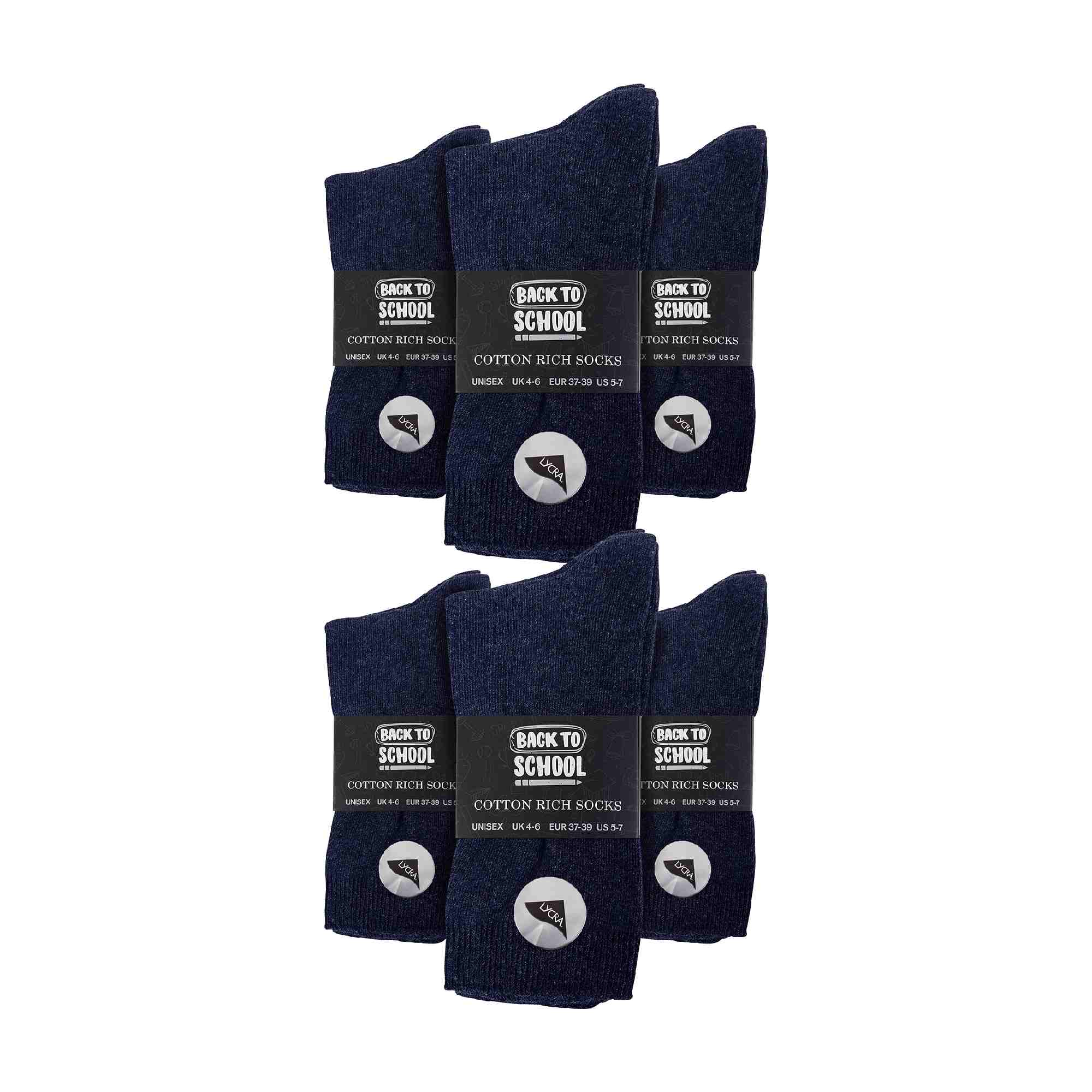 12 Pairs Multipack Kids Plain School Socks | Sock Snob | Cotton Rich Socks - Picture 13 of 21