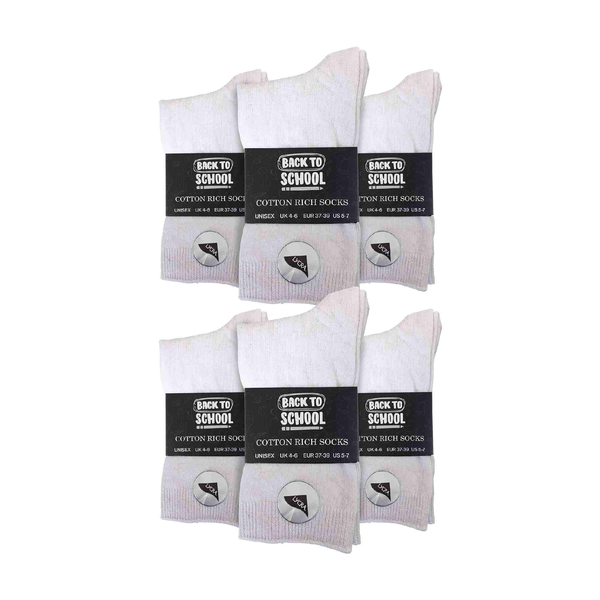 12 Pairs Multipack Kids Plain School Socks | Sock Snob | Cotton Rich Socks - Picture 18 of 21
