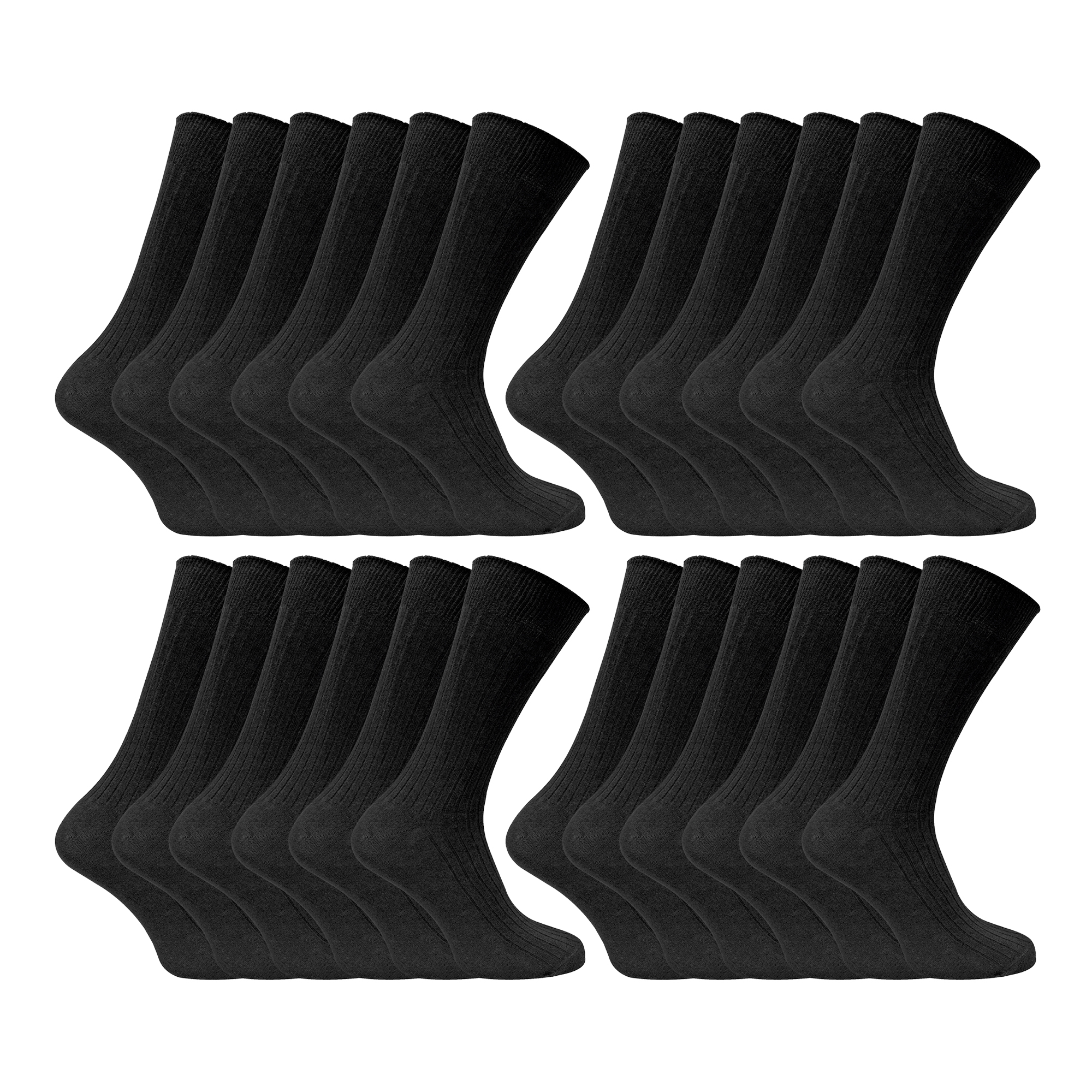 24 Pairs Multipack Mens Ultimate Comfort 100% Cotton Socks - Picture 2 of 16