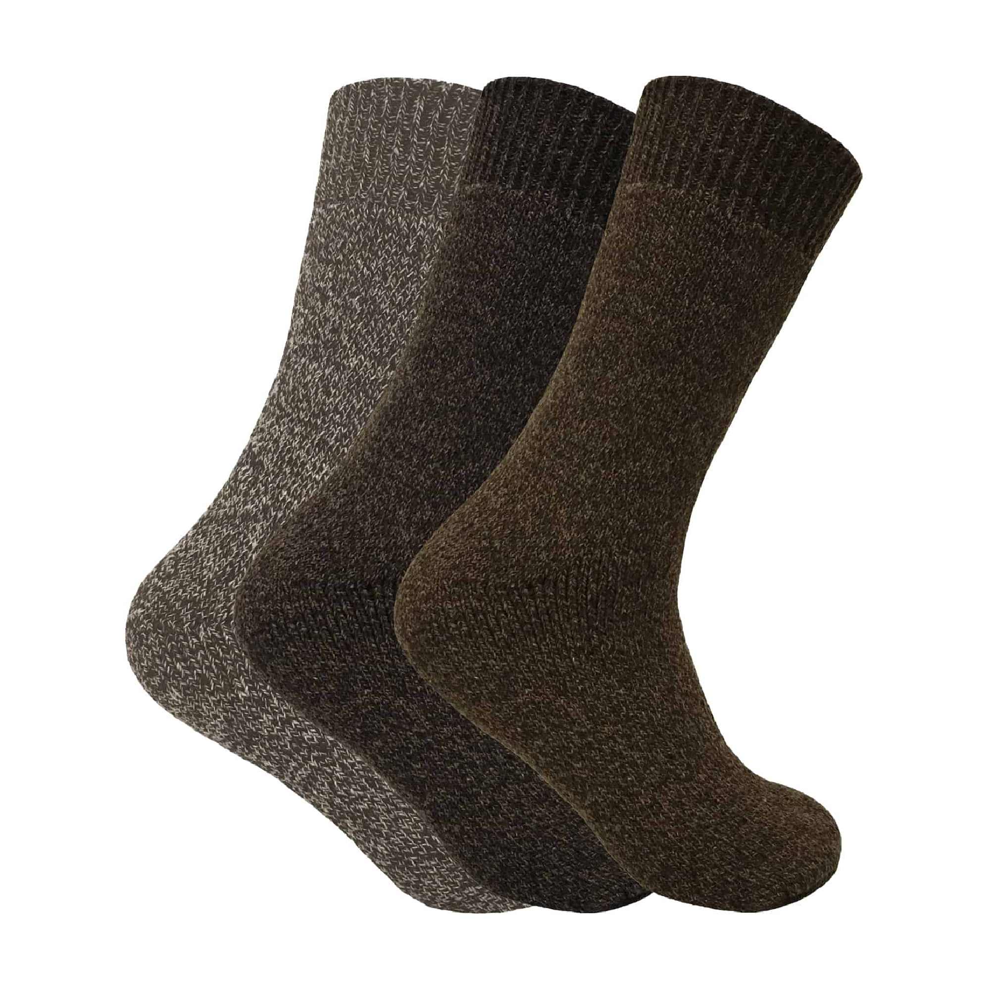3 Pack Mens Padded Sole Winter Warm Thermal Wool Walking Boot Socks - Picture 2 of 13